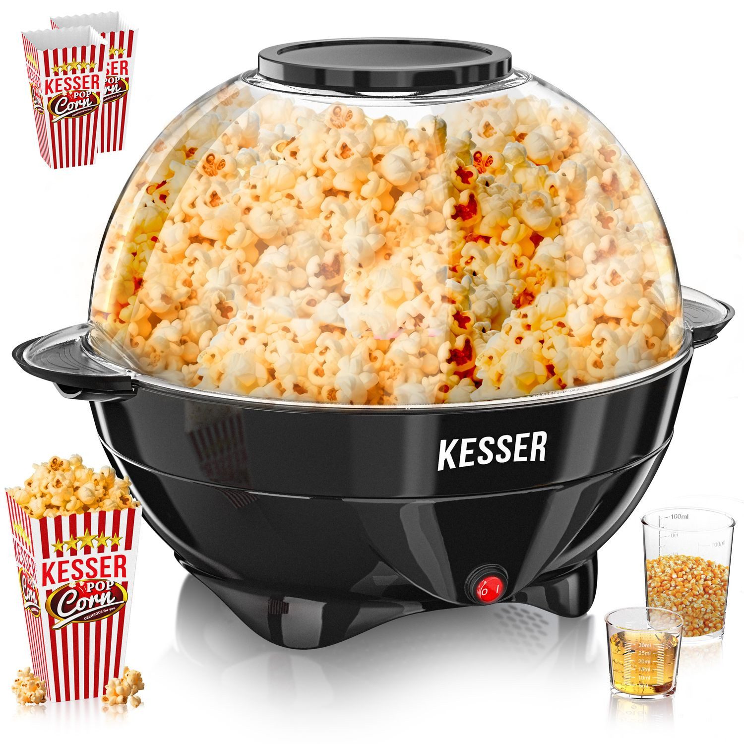 KESSER Popcornmaschine, Popcornmaker 800W Popcorn Maschine 5,5l XXL Inhalt, Antihaftschicht