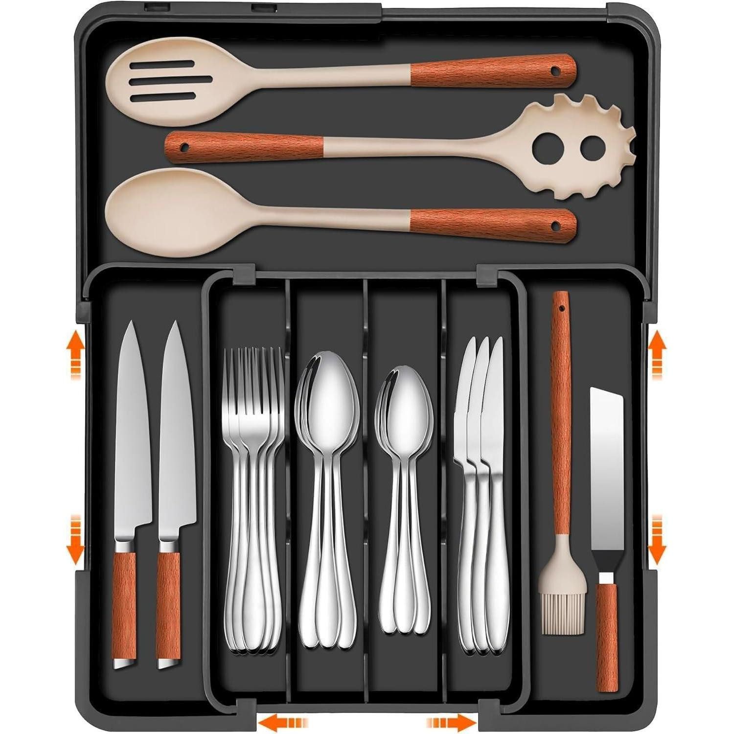 LuxusKollektion Besteckeinsatz Besteckkasten Schublade verstellbar (1 St)