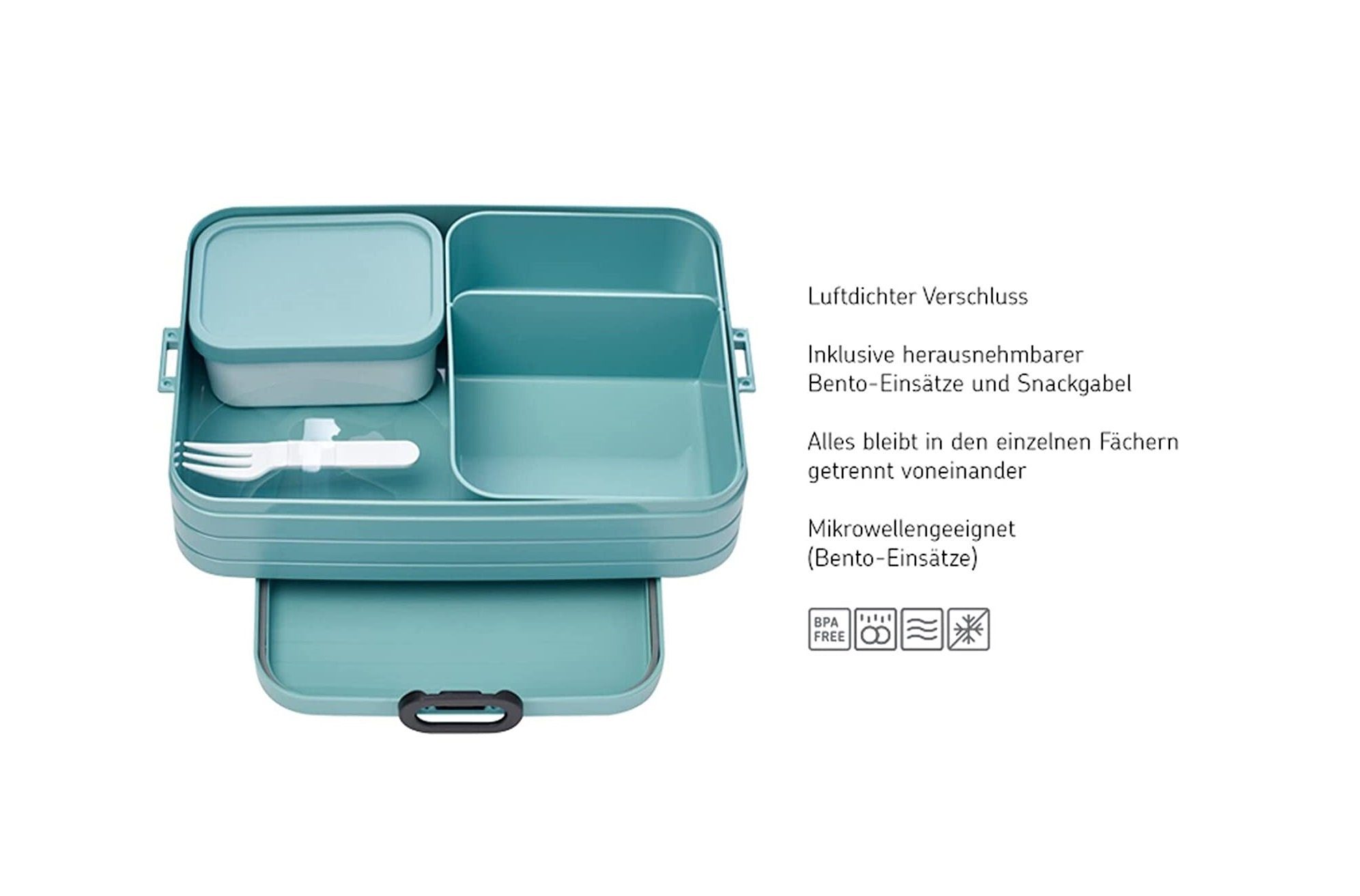 Mepal Lunchbox Bento-Lunchbox Take A Break Large, bis zu 8 Butterbrote, TPE/PP/ABS, Schwarze Edition, mit Fächern, ideal für unterwegs