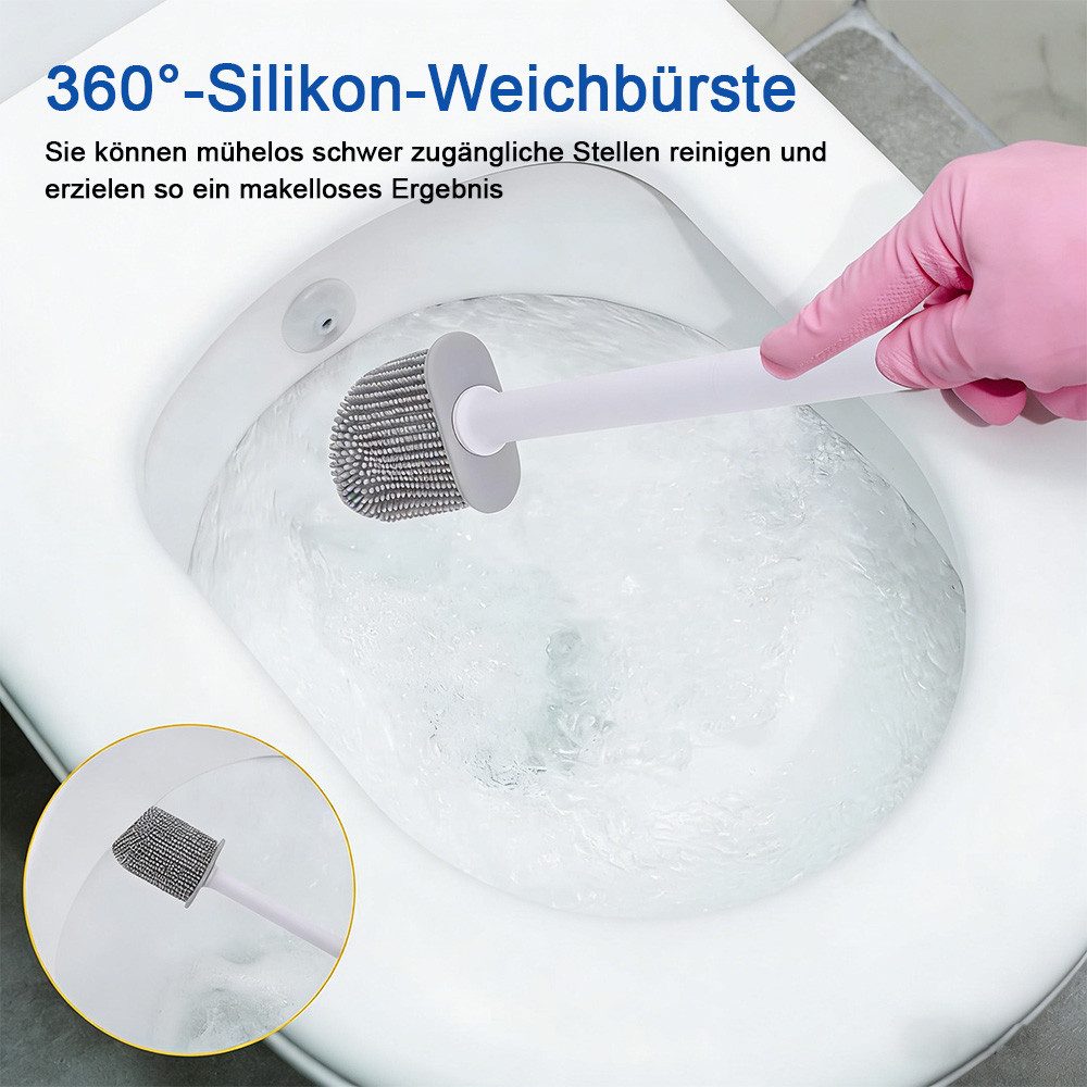 TUWENA Badaccessoire-Set Silikon-Toilettenbürste und Halter, biegsam, effiziente Reinigung, set, Modulares Design, einfache Installation, flexible Handhabung – Bild 2 von 5