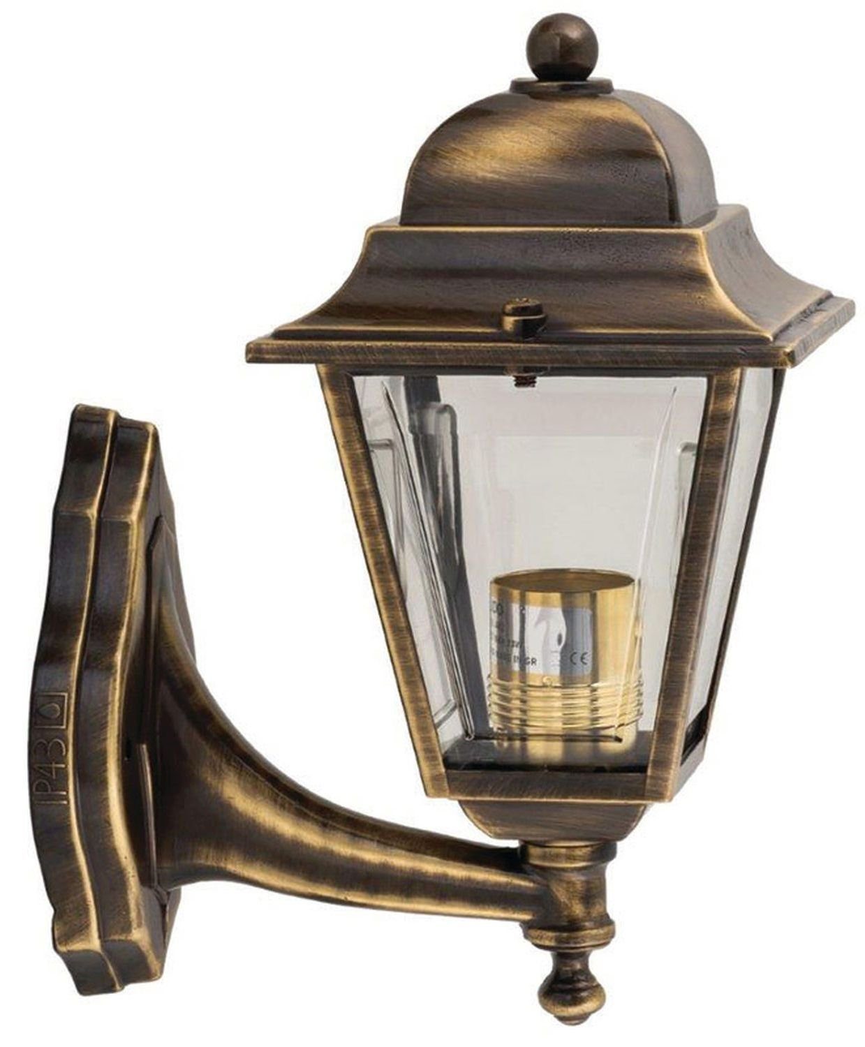 Licht-Erlebnisse Außen-Wandleuchte Leuchtmittel, Hoflampe Rustikal ohne Messing wetterfest Haustür IP43 PARGA, Balkon Terrasse