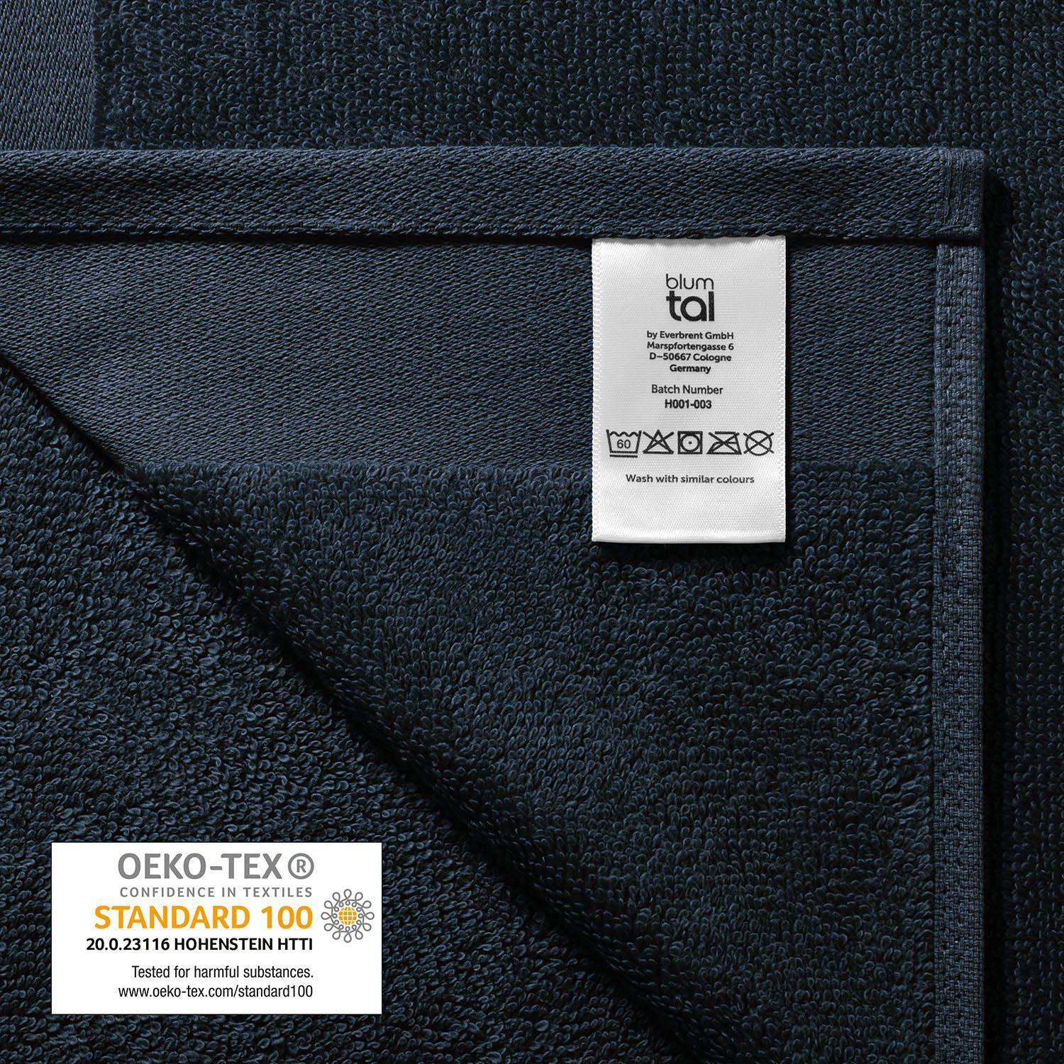 Handtücher und 2er weich Frottee Dunkel Handtücher Premium Set 100% (2-St), - Baumwolle 50x100cm Blau mit Handtücher saugstark, Blumtal Aufhängschlaufen, Set Frottier