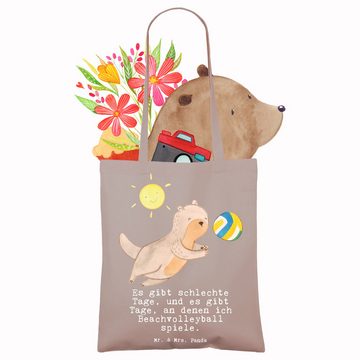 Mr. & Mrs. Panda Tragetasche Otter Beachvolleyball - Braun Pastell - Geschenk, Beuteltasche, Volle (1-tlg), Lange Tragegriffe
