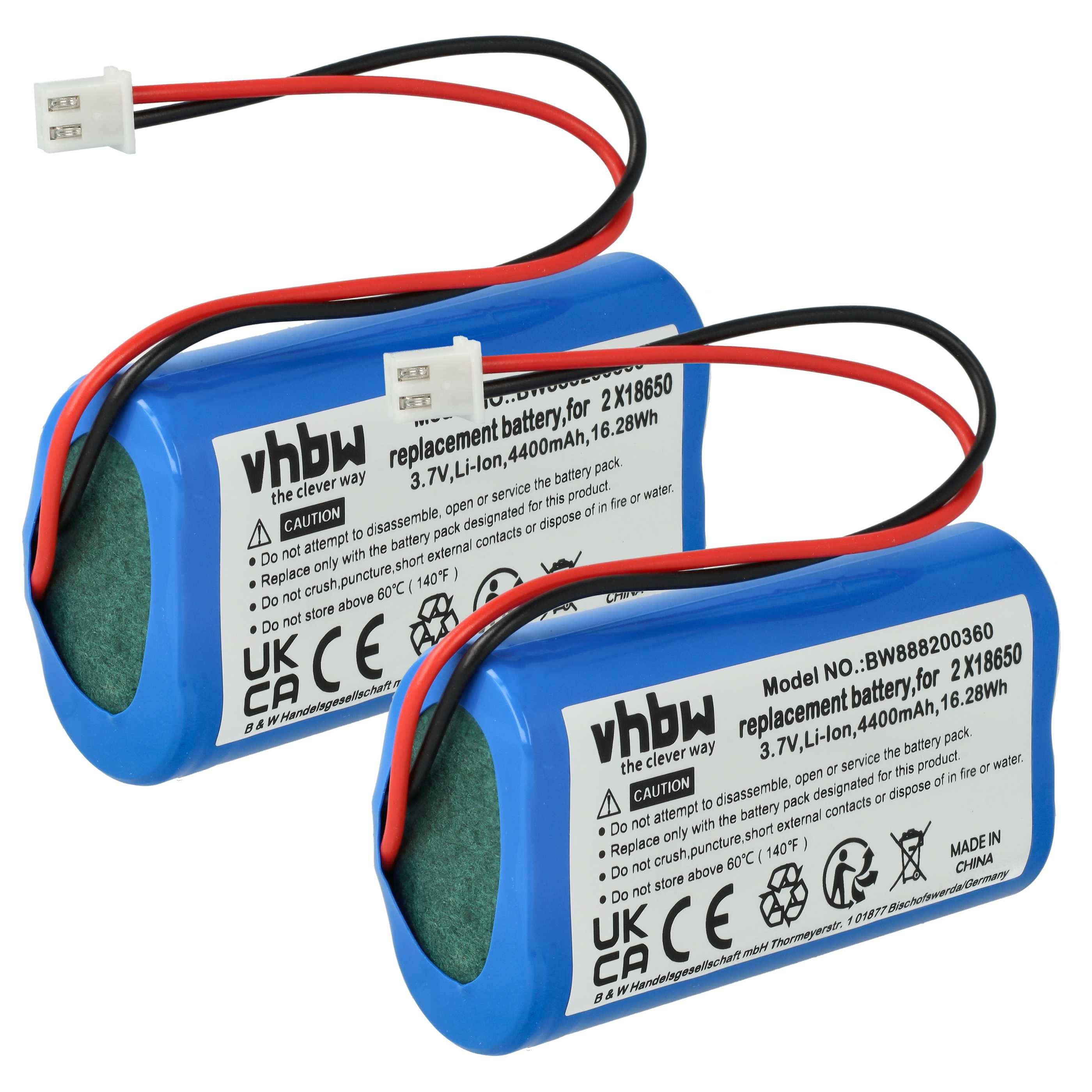 vhbw Akku passend für Villeroy & Boch Neapel 2.0 96876, Neapel 2.0 96877, Akku Akku Li-Ion 4400 mAh (3,7 V, 2 St), Leistungsfähige Austausch-Akkus für Ihre Indoor & Outdoor-Lampe