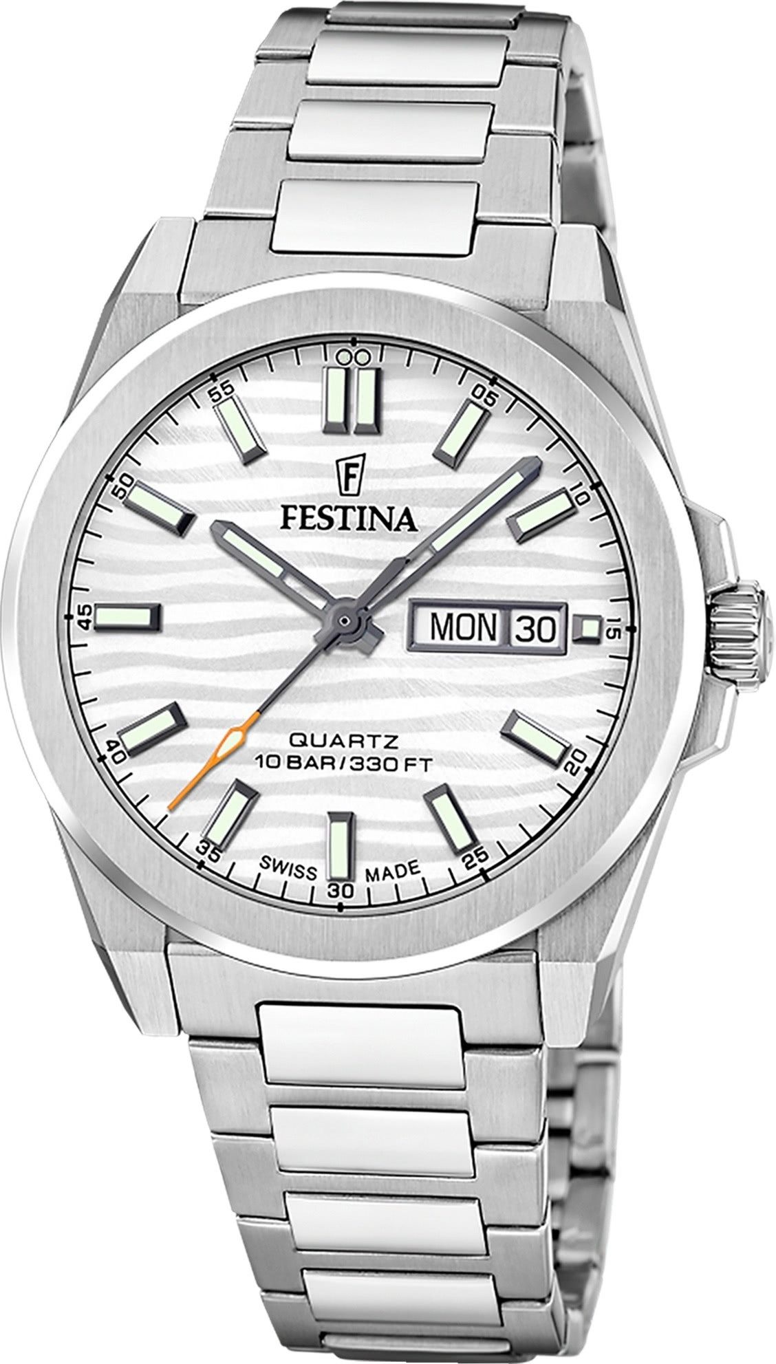 Festina Quarzuhr Festina Herrenuhr Swiss Made Armbanduhr, (Analoguhr), Herren Armbanduhr rund, Edelstahlarmband silber, Elegant