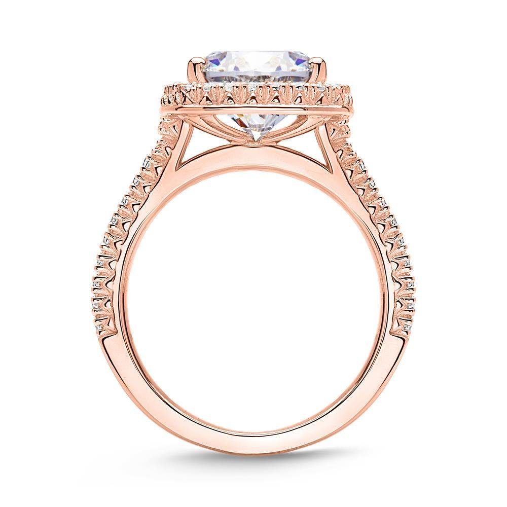 JEWLIX Verlobungsring Halo-Pavé Ring aus rosé vergoldetem 925er Silber mit Zirkonia VR0124-R
