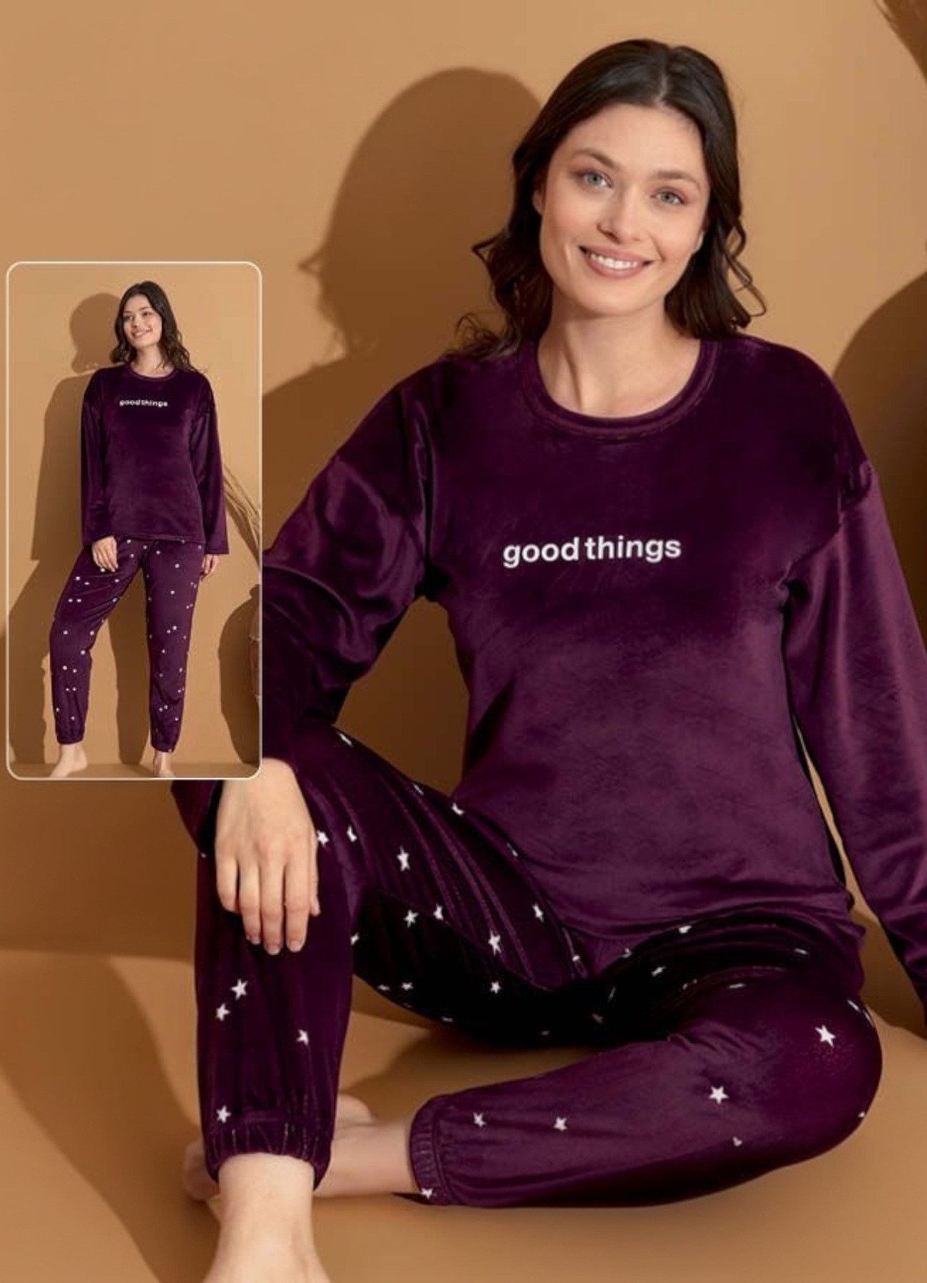 fashionshowcase Schlafanzug Damen Hausanzug aus Samt günstig online kaufen