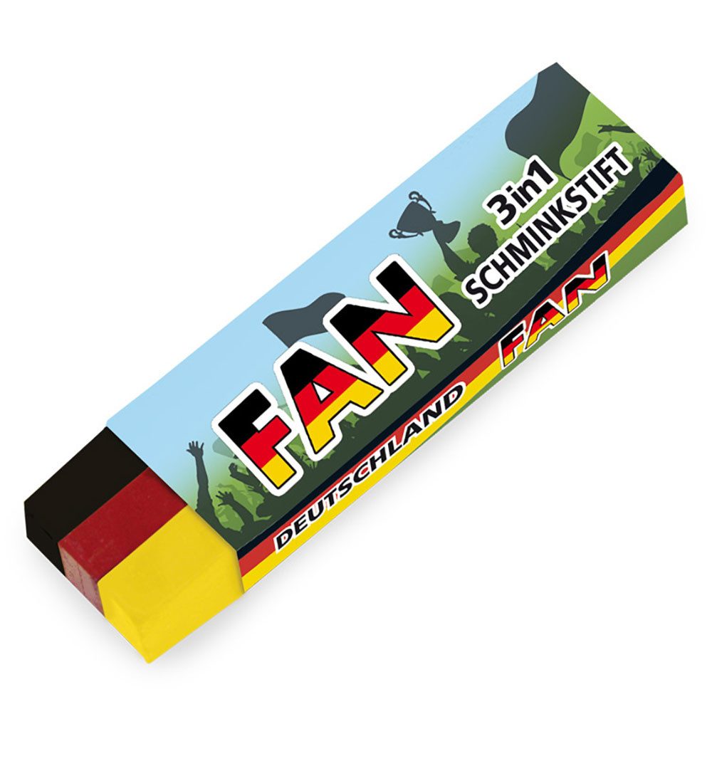 Fries Schmink-Set Deutschland Fan Schminkstift 3 in 1 EM Fußball Schwarz Rot Gold Party, 1-tlg., 3 in 1