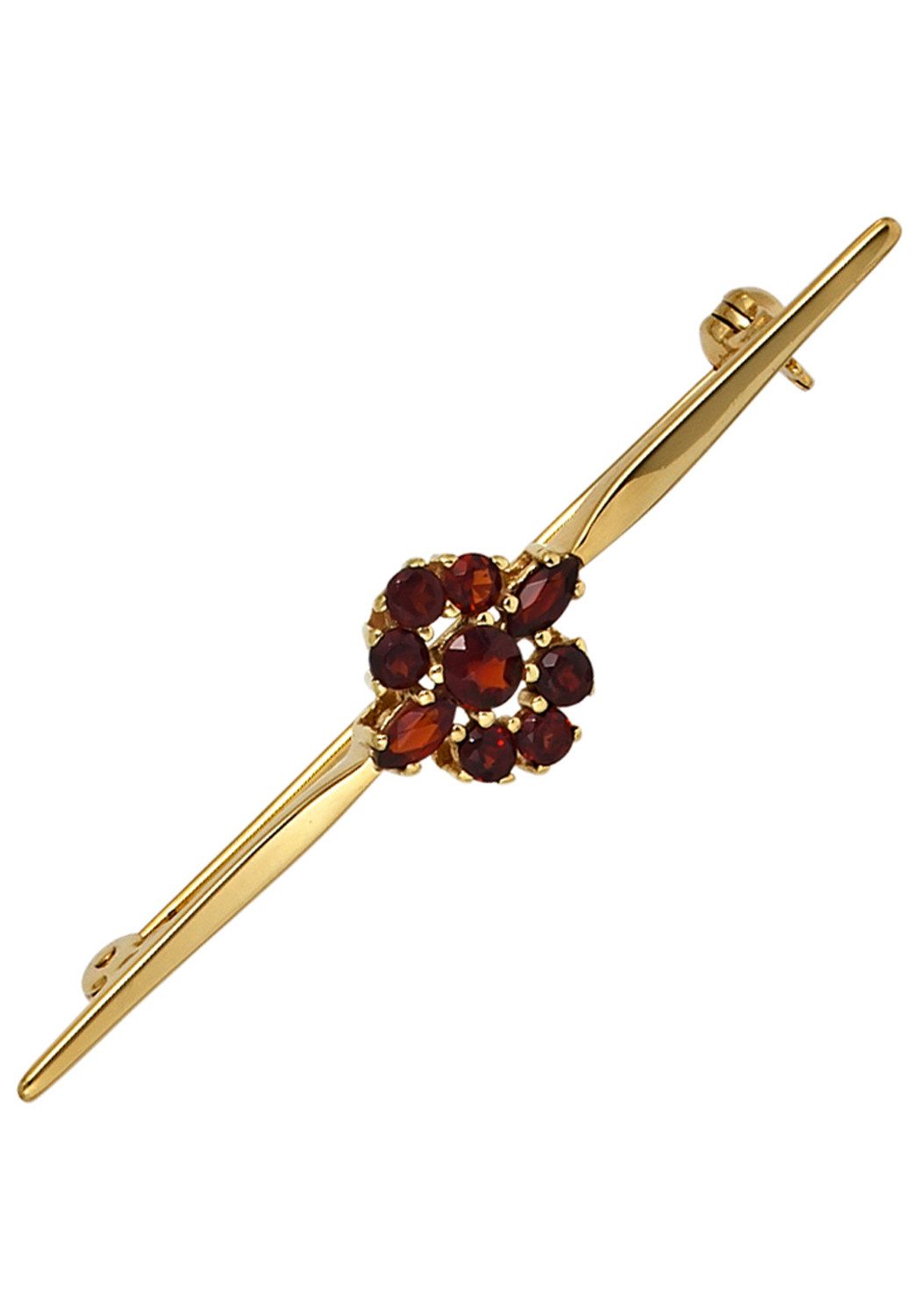 JOBO Brosche Goldbrosche 49 mm, 9 Karat 375 Gold mit Granat