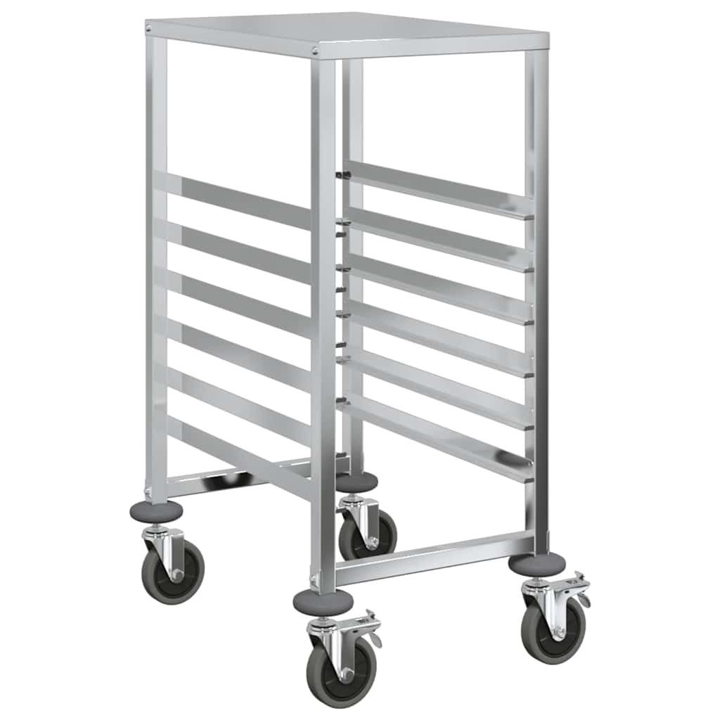 vidaXL Küchenwagen Tablettwagen mit 6 GN-Behältern 39x55x87 cm Edelstahl
