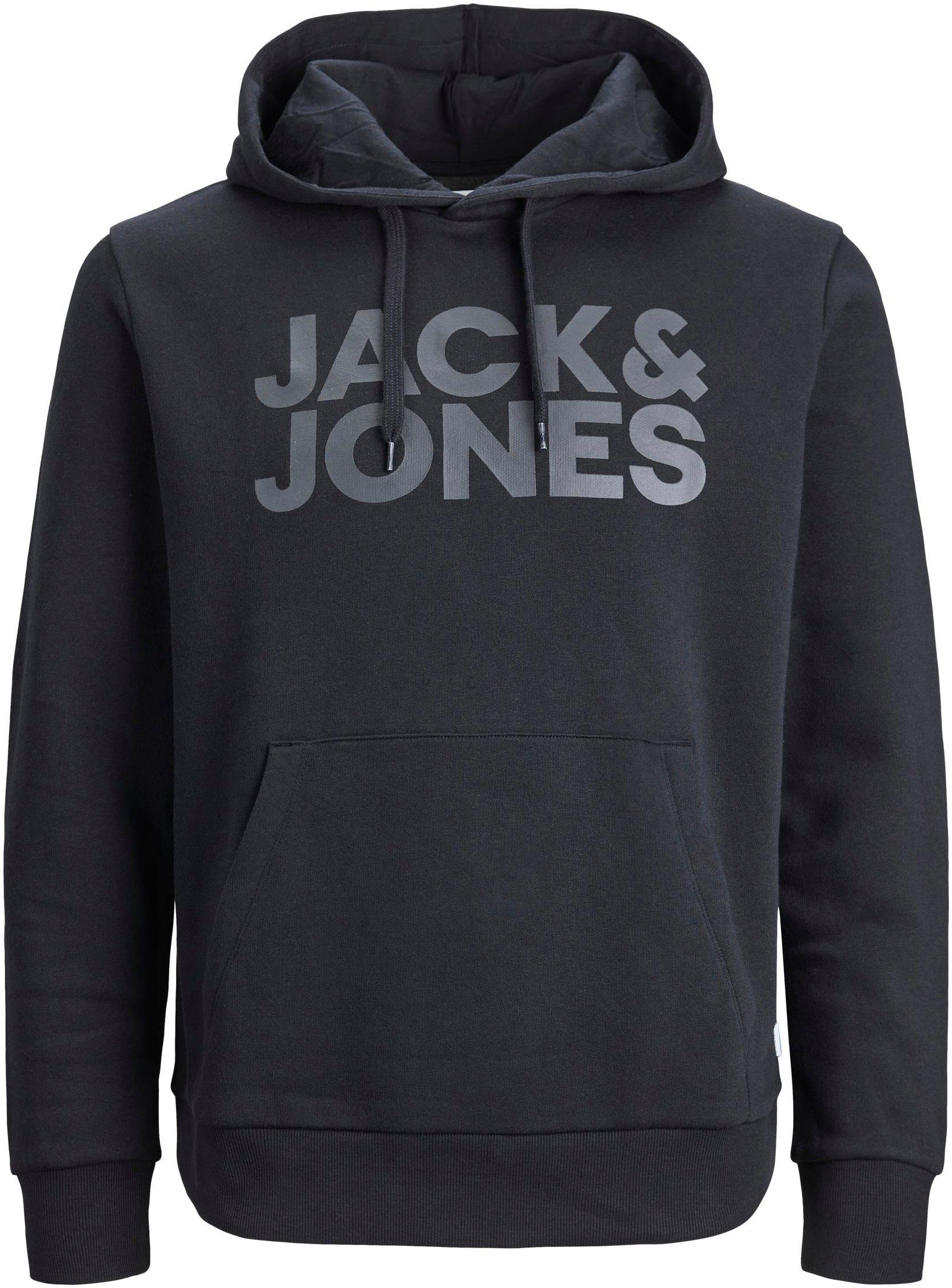 LOGO Jack Jones Kapuzensweatshirt HOOD & Black NOOS JJECORP SWEAT