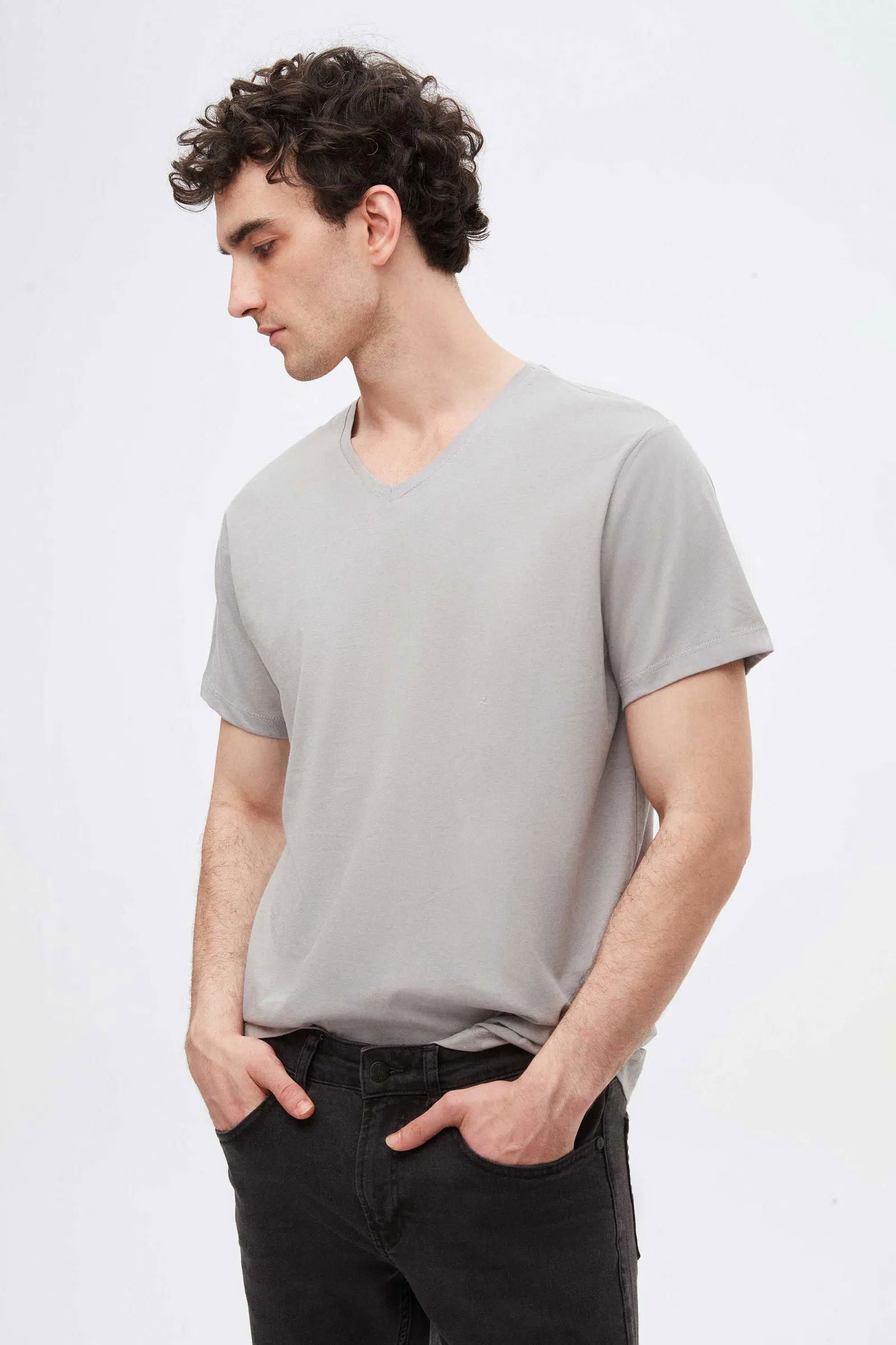 D'S DAMAT T-Shirt DS Damat Herren Slim Fit Schwarz/Weiß/Marine 3-teiliges Set V-Ausschni