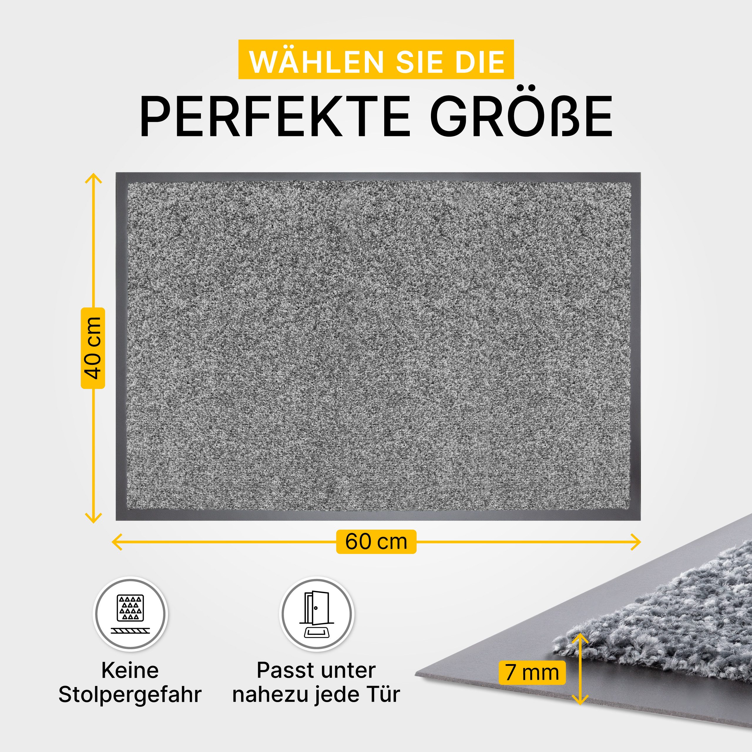 Entrando Fußmatte FIEL, Rechteckig, Höhe: 7 mm, Schmutzfangmatte Innen & Außen waschbar rutschfest dünn saugstark