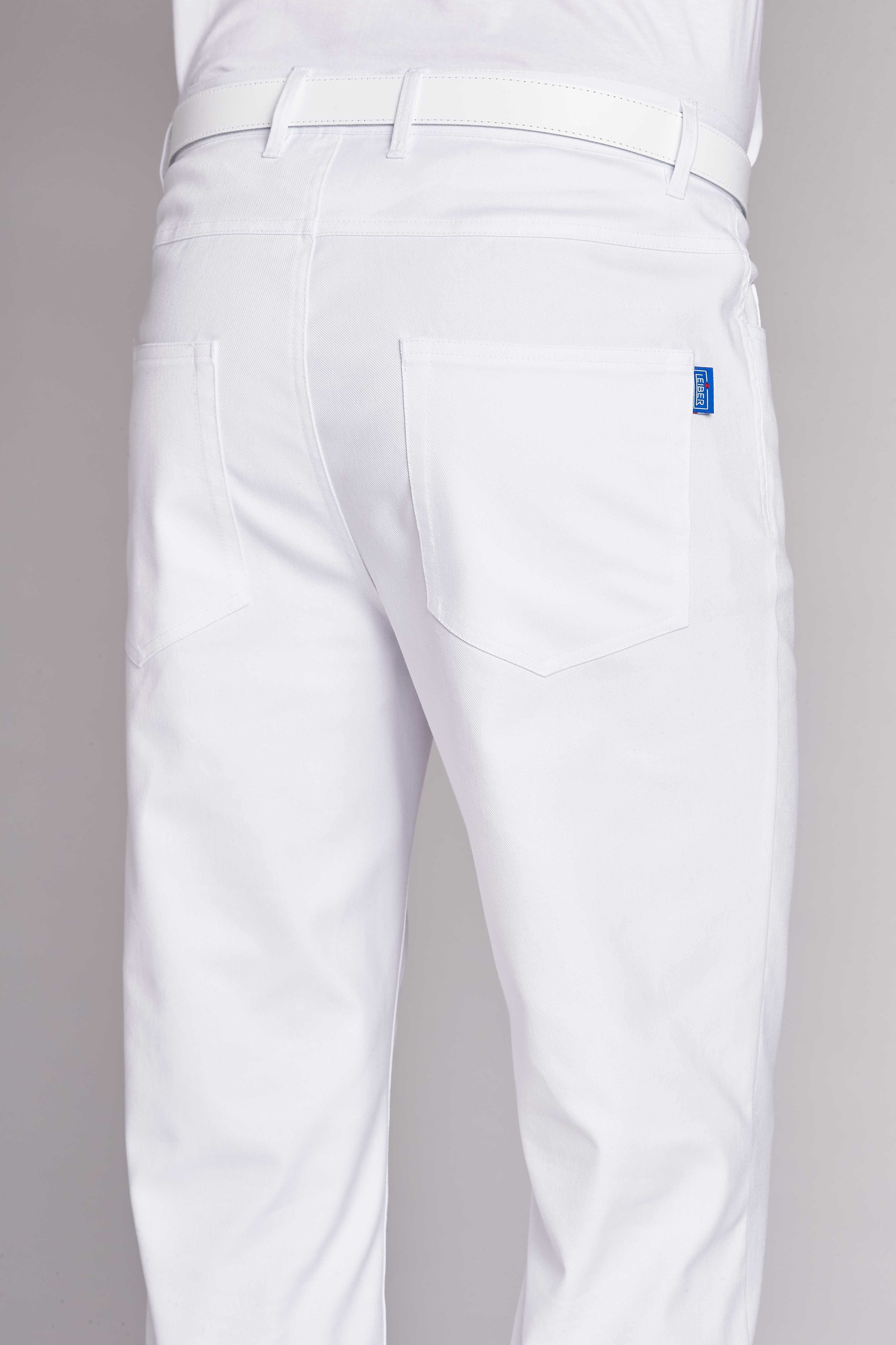Leiber Arbeitshose Leiber Stretch 12/8300-2 weiß, 5-Pocket Herren-Jeans