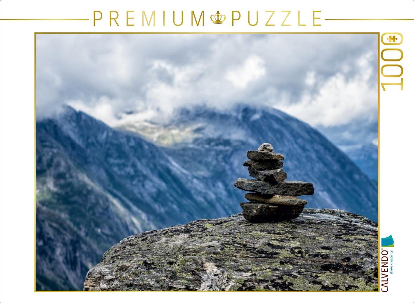 CALVENDO Puzzle CALVENDO Puzzle Landschaft mit Berge und Steinstapel 1000  Teile Lege-Größe 64 x 48 cm Foto-Puzzle Bild von Rico Ködder, 1000  Puzzleteile