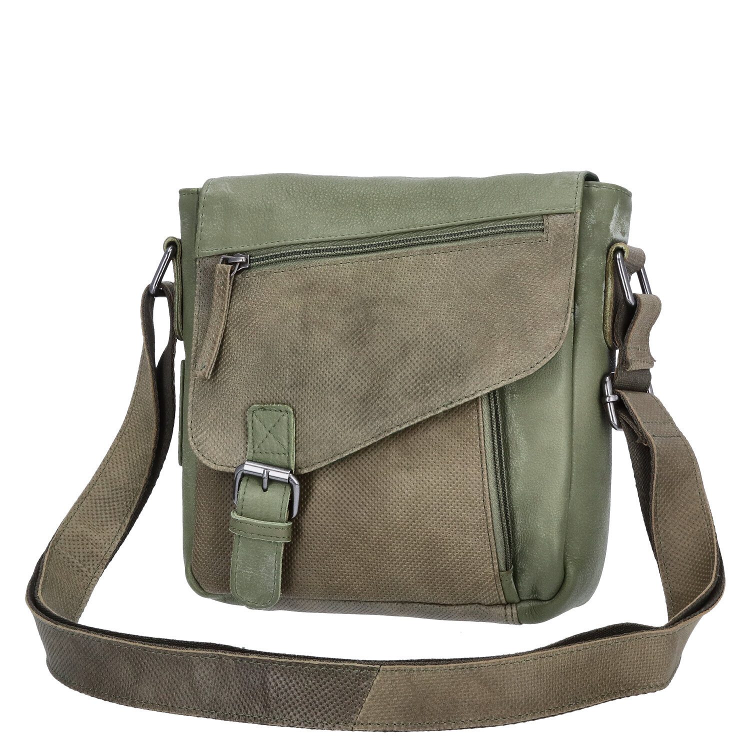Umhängetasche The Skandinavian Brand Damen Leder Schultertasche Green