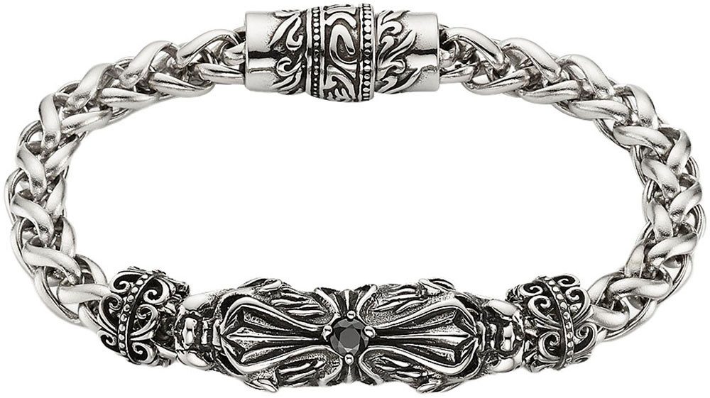 Bruno Banani Edelstahlarmband Schmuck Geschenk Armband Drachen Kreuz Ornament, B4112B/20/00/20, mit Glasstein