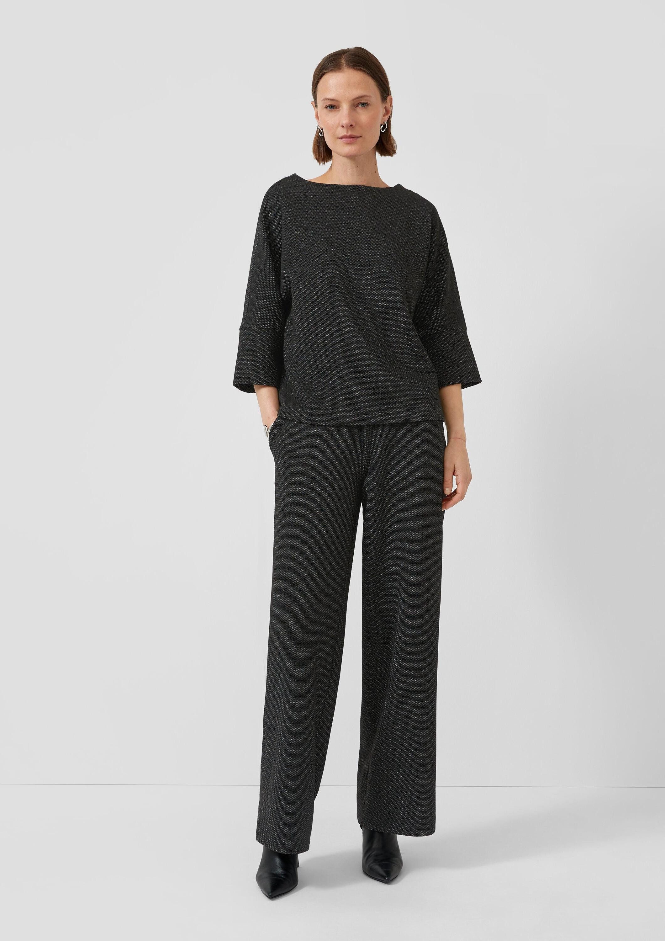 s.Oliver 3/4 Arm-Pullover Sweatshirt Jacquard-Sweatshirt mit Glitzergarn und Fledermausärmeln