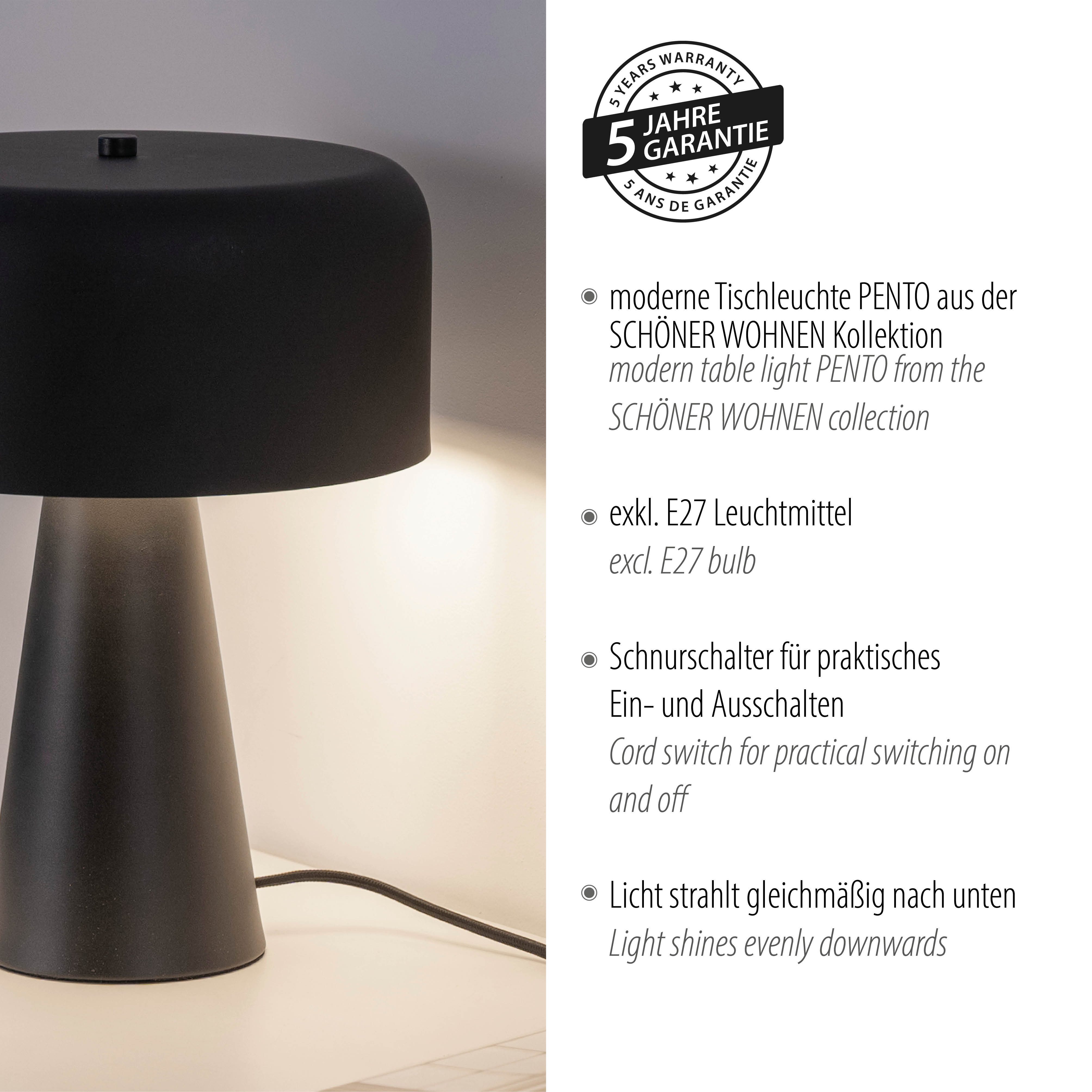SCHÖNER WOHNEN-Kollektion LED Tischleuchte PENTO, Ein-/Ausschalter, ohne Leuchtmittel, SCHÖNER WOHNEN Kollektion, Schnurschalter, Downlight – Bild 4 von 5