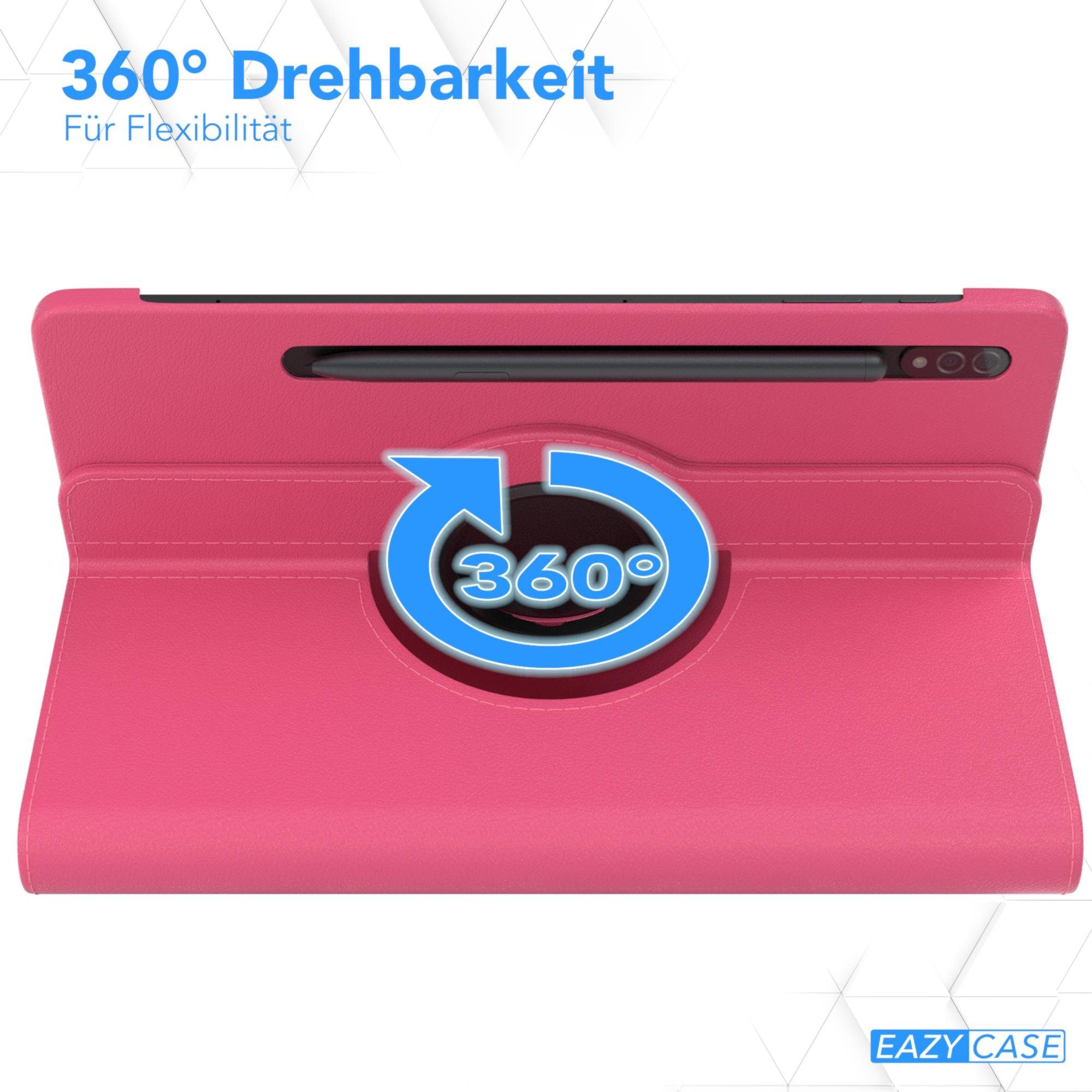 EAZY CASE Tablet-Hülle Rotation Case für Samsung Galaxy Tab S7 / Tab S8 11 Zoll, Klapphülle zum Aufstellen Rundum Hülle Book Tablet Slim Klappcase Pink