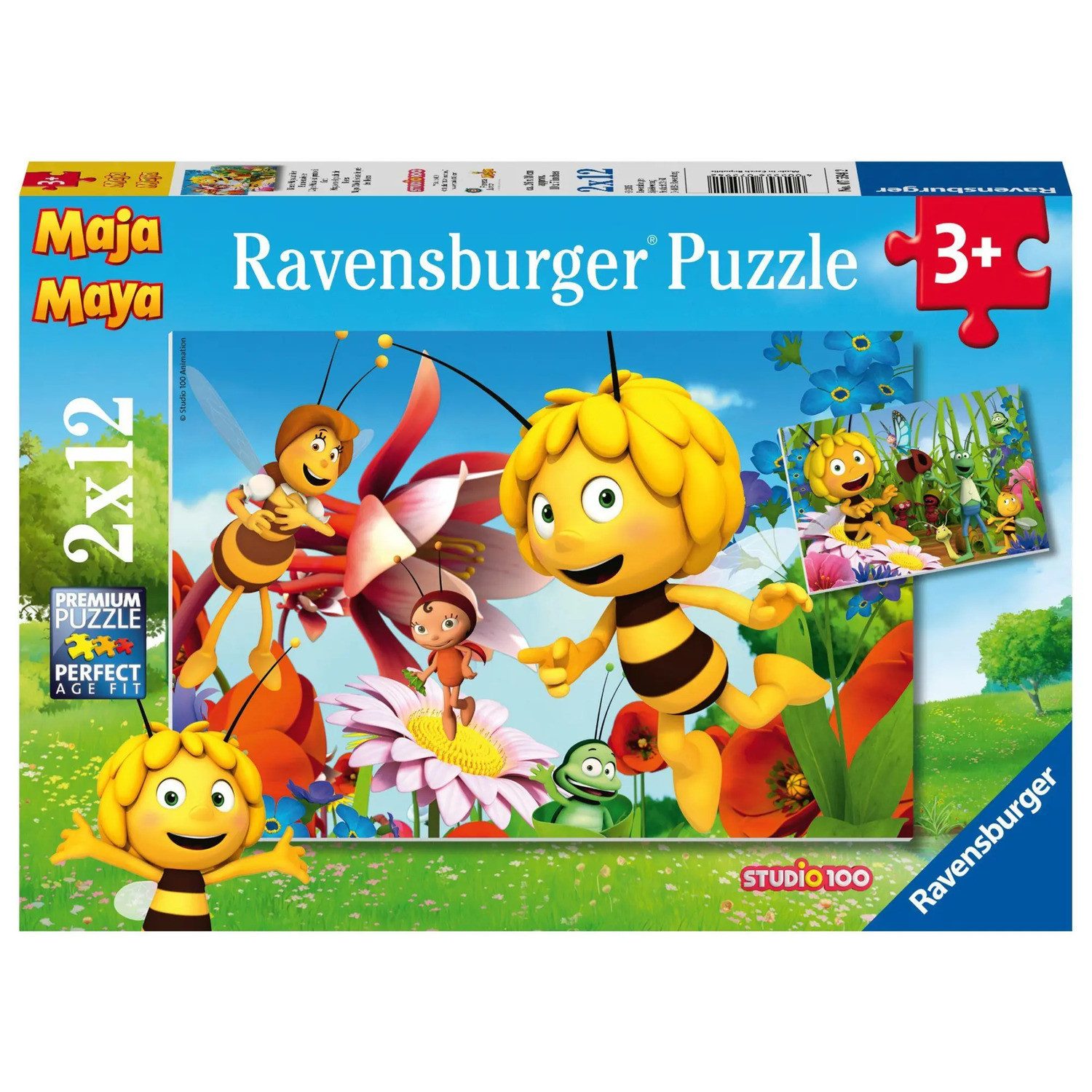 Ravensburger Puzzle Biene Maja auf der Blumenwiese 2 X 12 Teile, 12 Puzzleteile