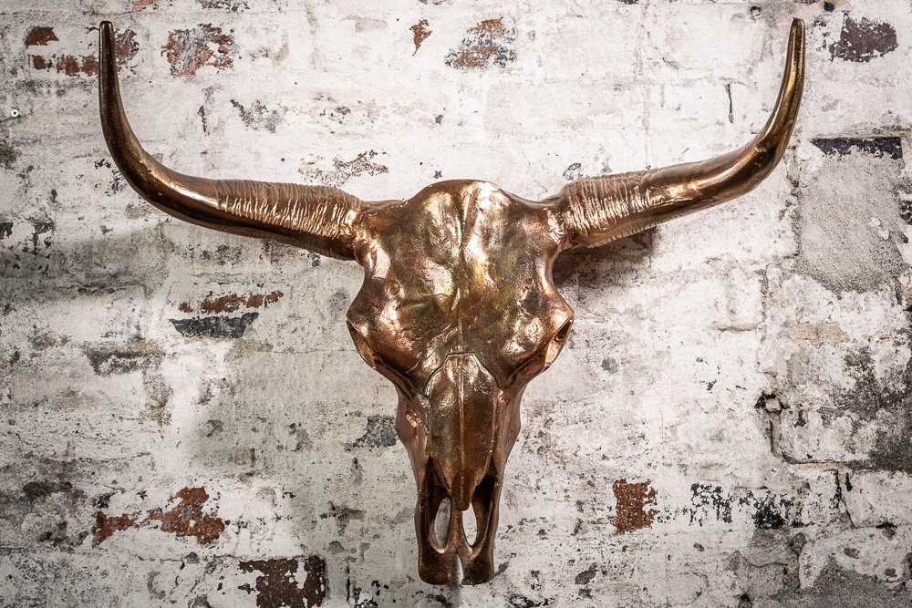 riess-ambiente Wanddekoobjekt MATADOR 70cm kupfer, Stierkopf · Skulptur · Metall · Wanddekoration