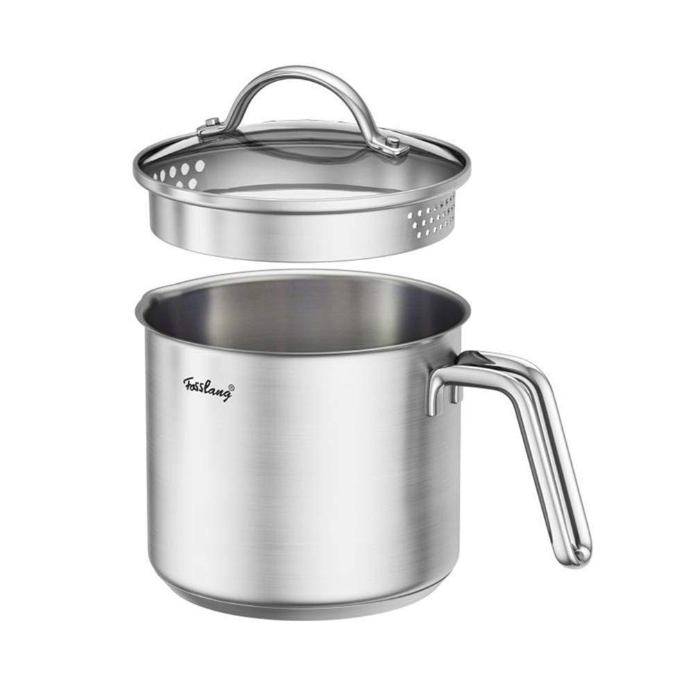 OSTWOLKE Milchtopf 14x12cm mit Deckel 1,5L Interne Skala Kochtopf Induktion, Edelstahl 18/10