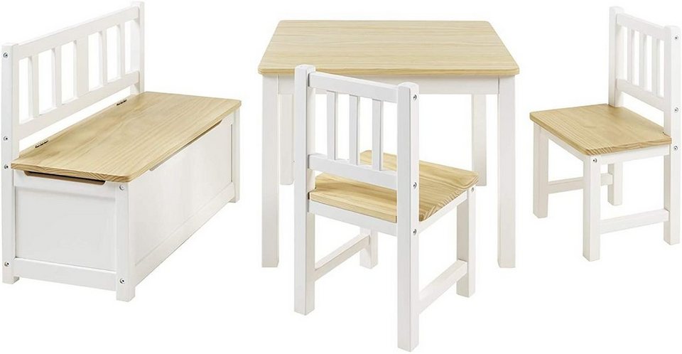 PIRATE Kindermöbel Garnitur Kinder-Sitzgruppe Tisch mit Stühlen und Truhenbank