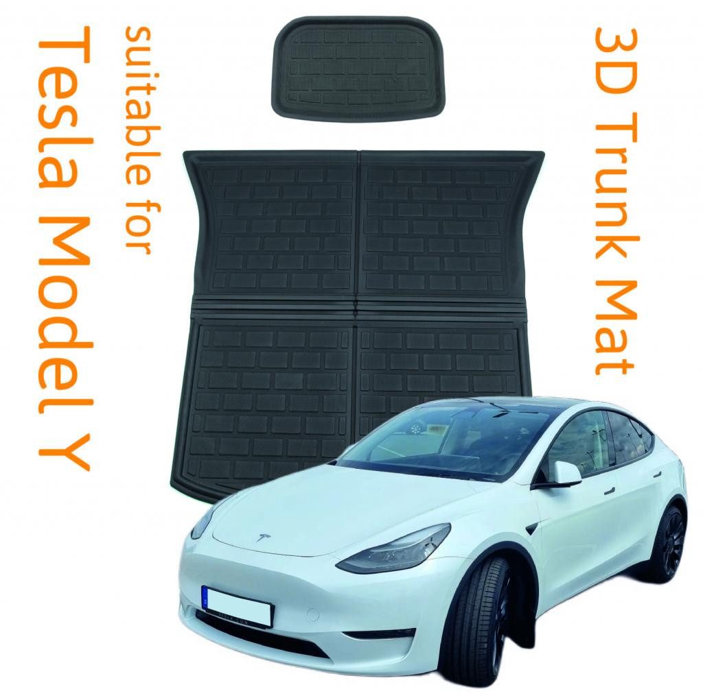 trends4cents Kofferraummatte + Unterbodenmatte – rutschfest für Tesla Model Y (2 St), für Tesla Y / Performance