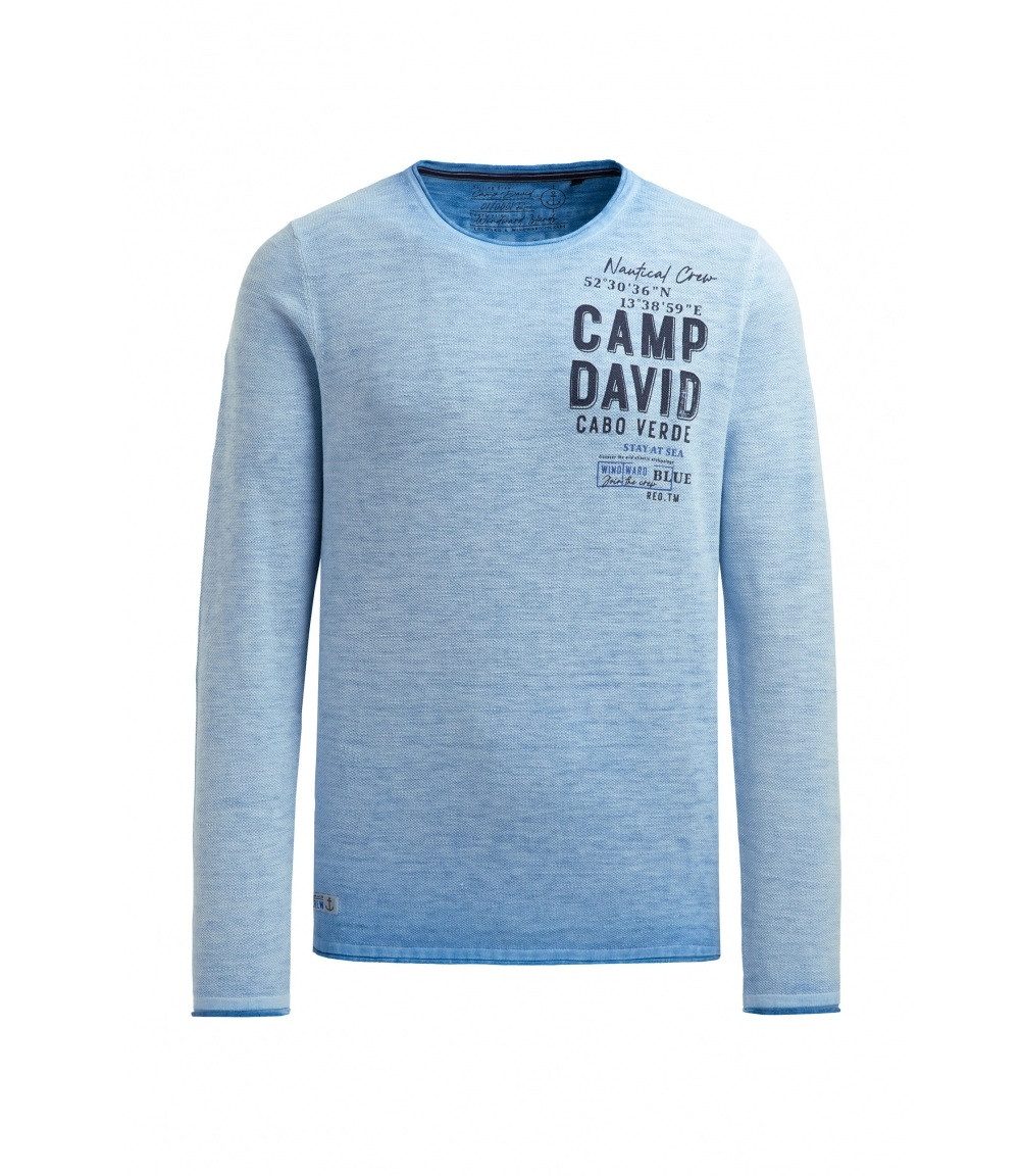 CAMP DAVID Rundhalspullover Pullover Inside Oil Dyed mit Logo Print electri günstig online kaufen