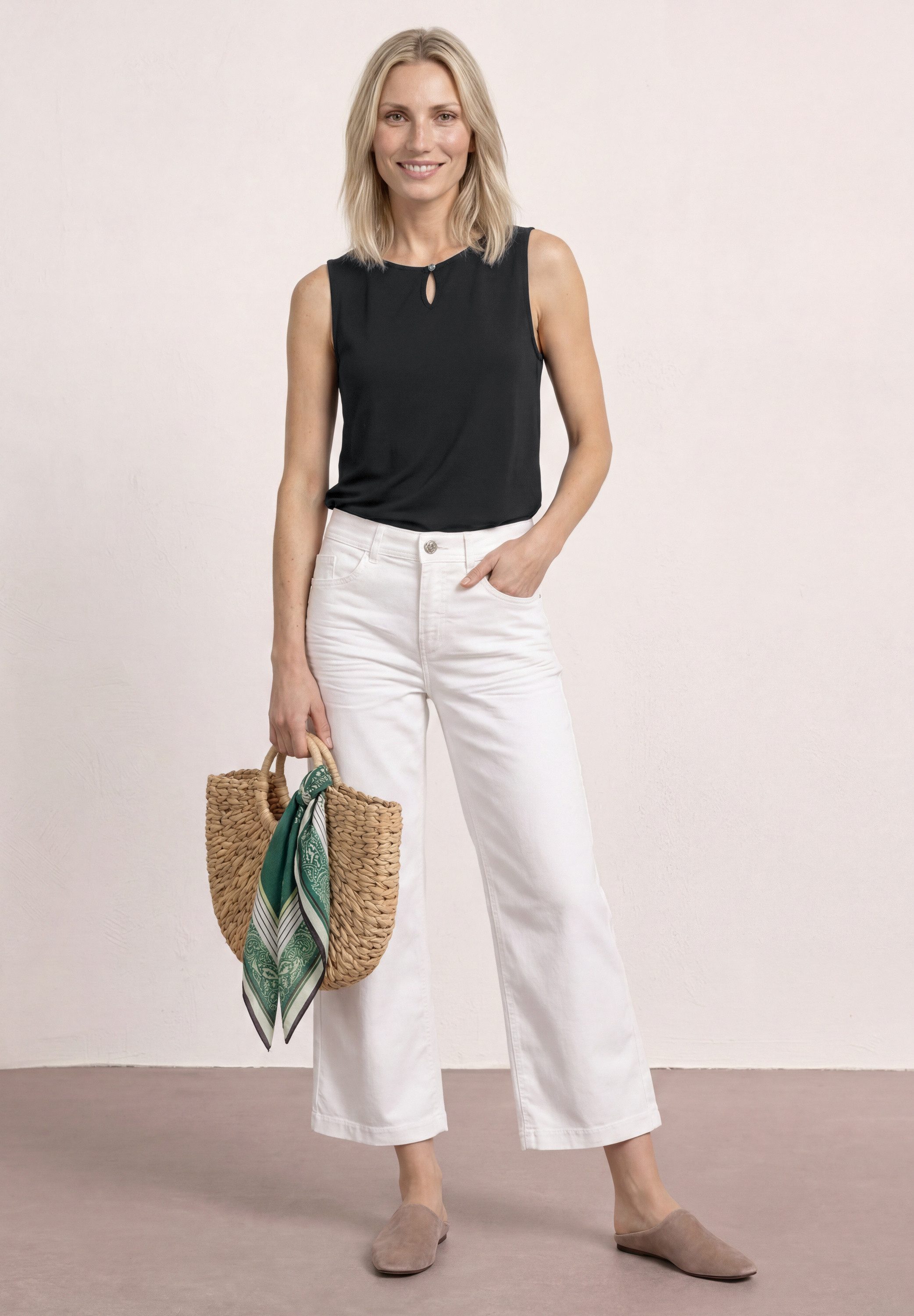STREET ONE Shirttop U-Boot-Ausschnitt mit Cut-Out-Detail