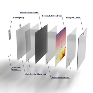 DEQORI Glasbild 'Pusteblume im Abendlicht', 'Pusteblume im Abendlicht', Glas Wandbild Bild schwebend modern