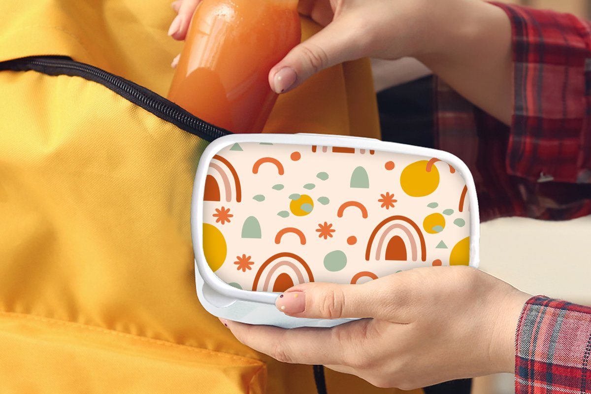 MuchoWow Lunchbox Brotdose, Kunststoff, Muster Kinder - Jungs weiß - Brotbox und Erwachsene, für (2-tlg), und Pastell, Wetter für Mädchen