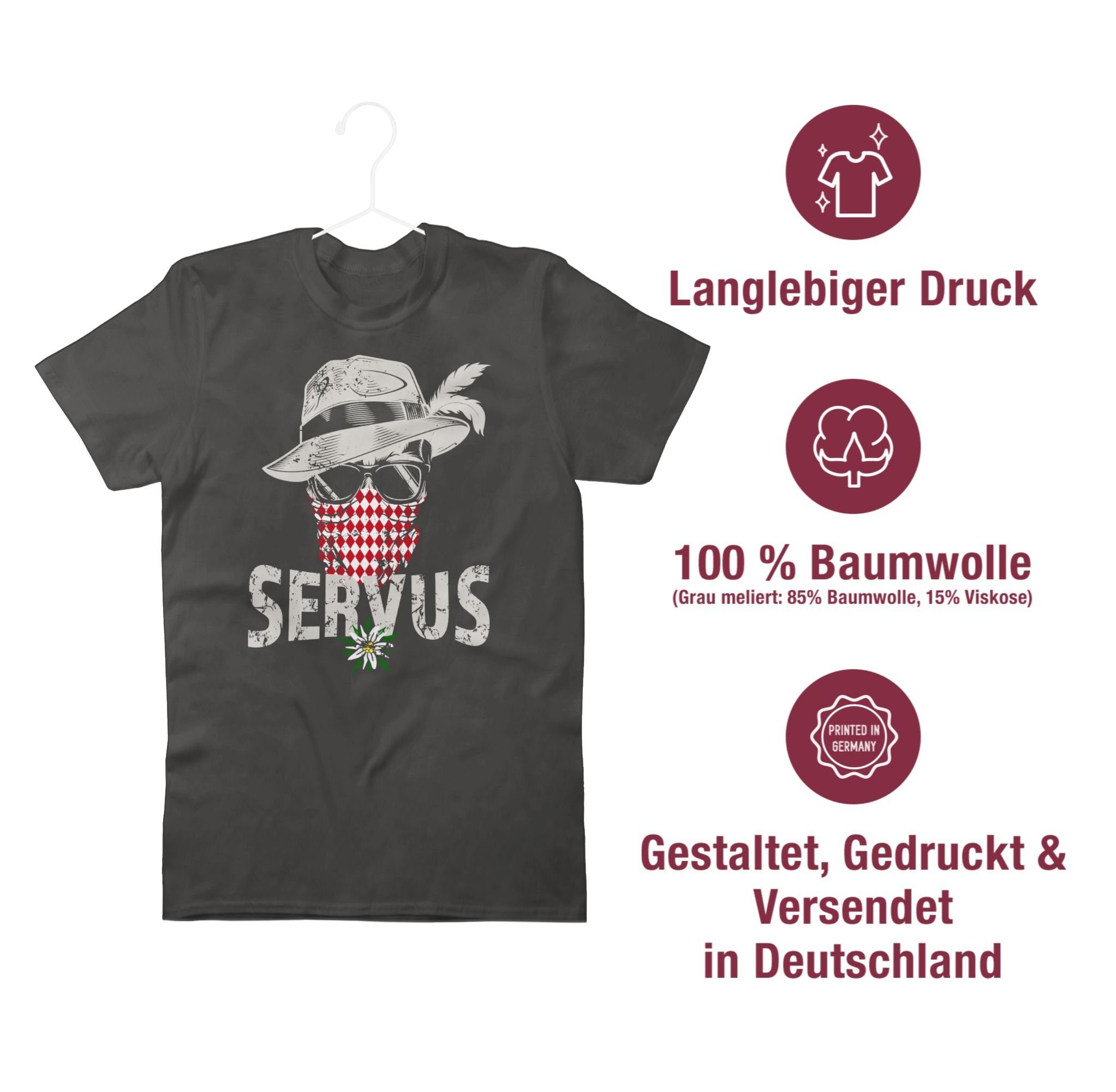 Lausbub für Bayrisch Tracht Dunkelgrau Lausbua Herren Oktoberfest T-Shirt Mode Shirtracer Totenkopf 02