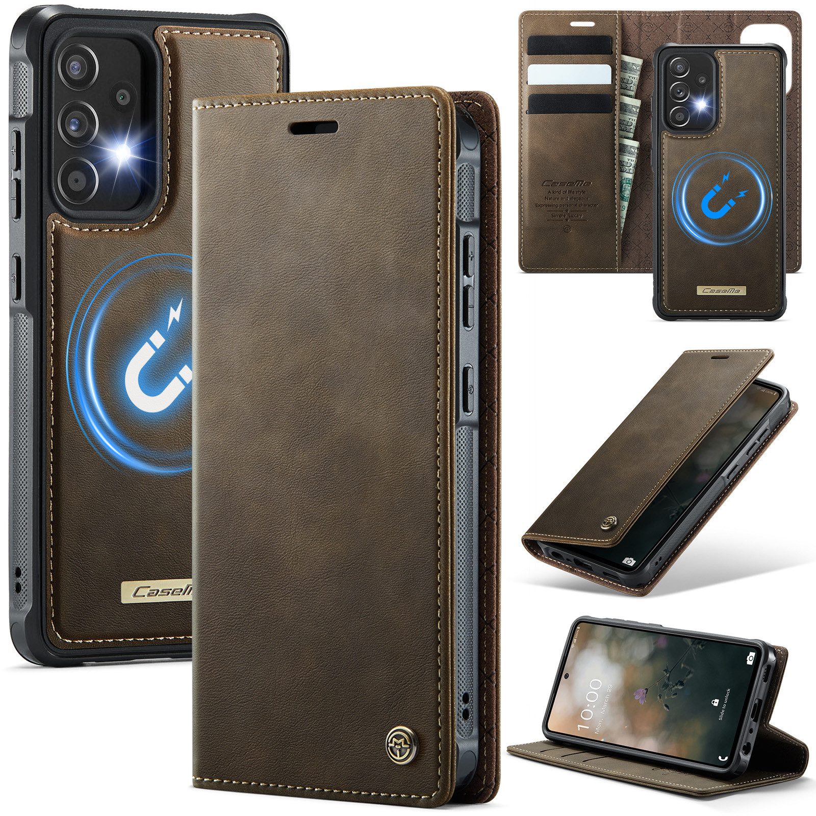 Mycotech Handyhülle Premium 2in1 Klapphülle für Samsung mit abnehmbarem Case Retro Leder