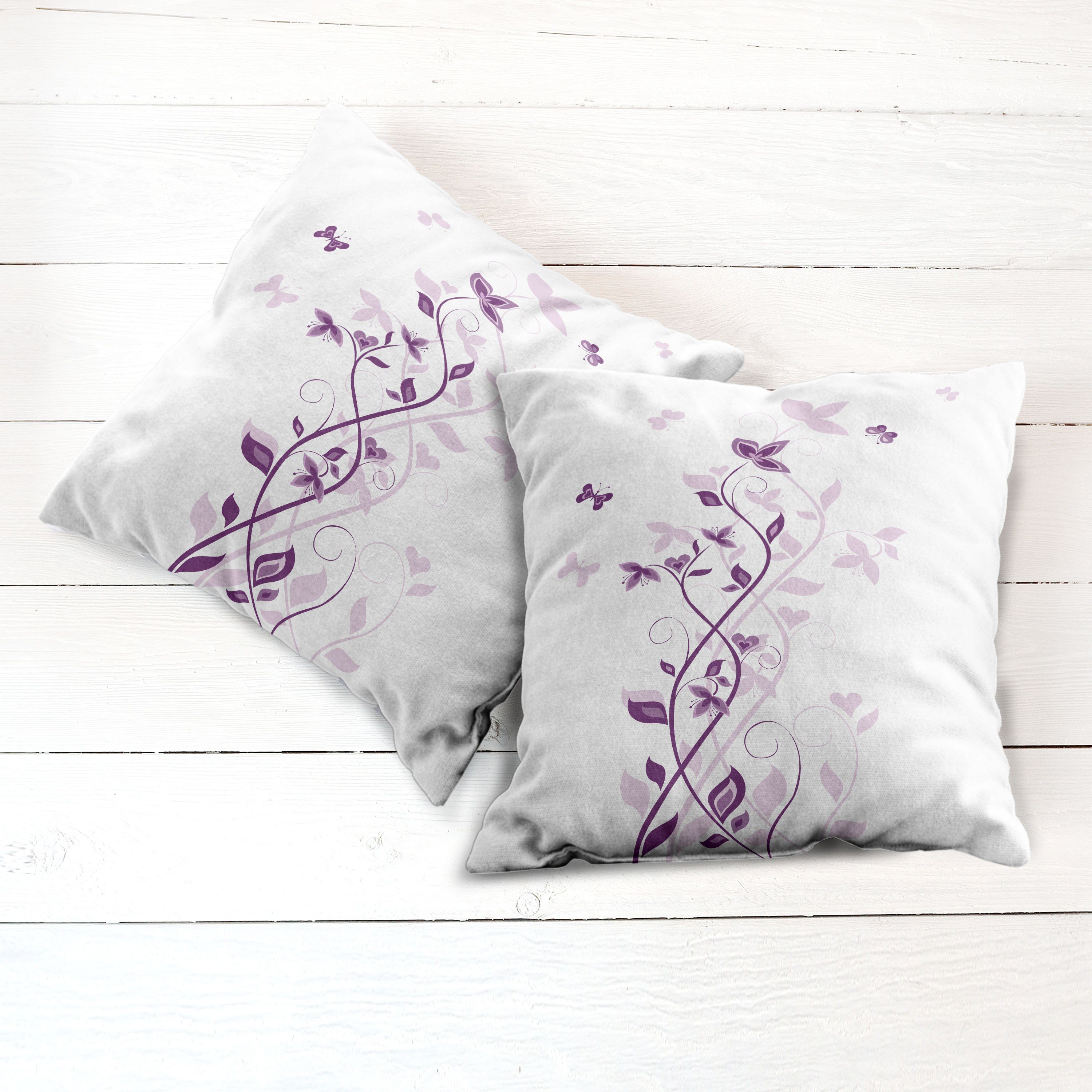 Violet-Blüten Doppelseitiger Stück), Lila Modern Digitaldruck, Kissenbezüge Accent Abakuhaus (2