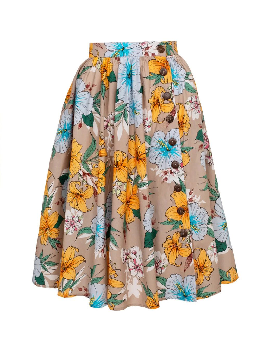 Hell Bunny A-Linien-Rock Pattaya 50's Swing Skirt Vintage Blumenmuster Retro Tellerrock