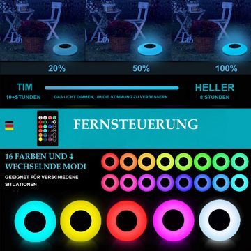 MAGICSHE LED Solarleuchte Wegeleuchten Poolbeleuchtung 16 RGB Farbe, LED fest integriert, schwimmendes Poollicht, mit Fernbedienung, für Gärten, Schwimmbäder