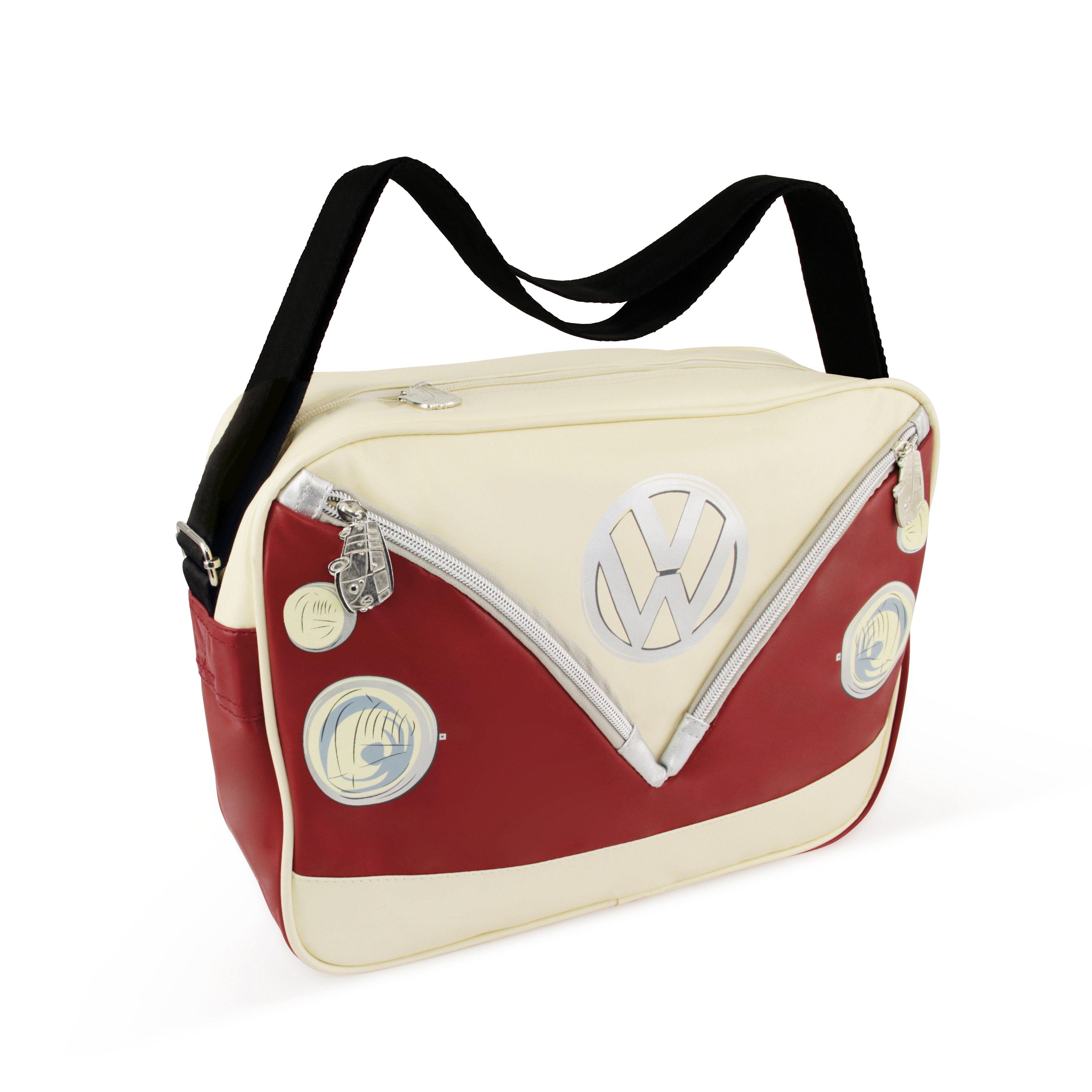 VW Collection by BRISA Schultertasche Volkswagen Umhängetasche, im VW T1 Bulli Design, Freizeittasche mit coolen Reißverschlüssen