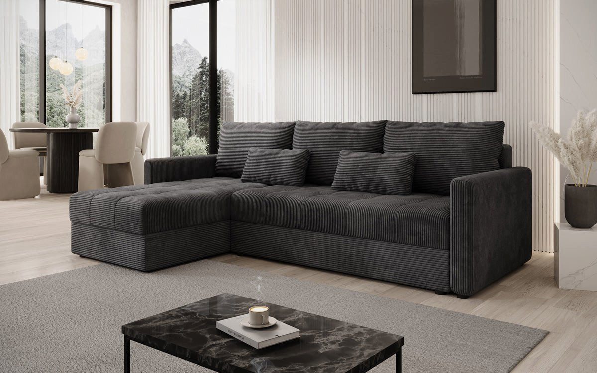 Luxusbetten24 Schlafsofa Designer Sofa Roma in Cord, mit Stauraum und Schlaffunktion