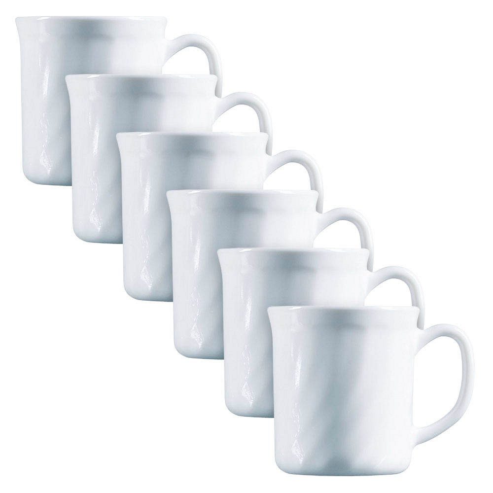 Arcoroc Becher Arcoroc Trianon White Becher mit Henkel 6er set, Glas