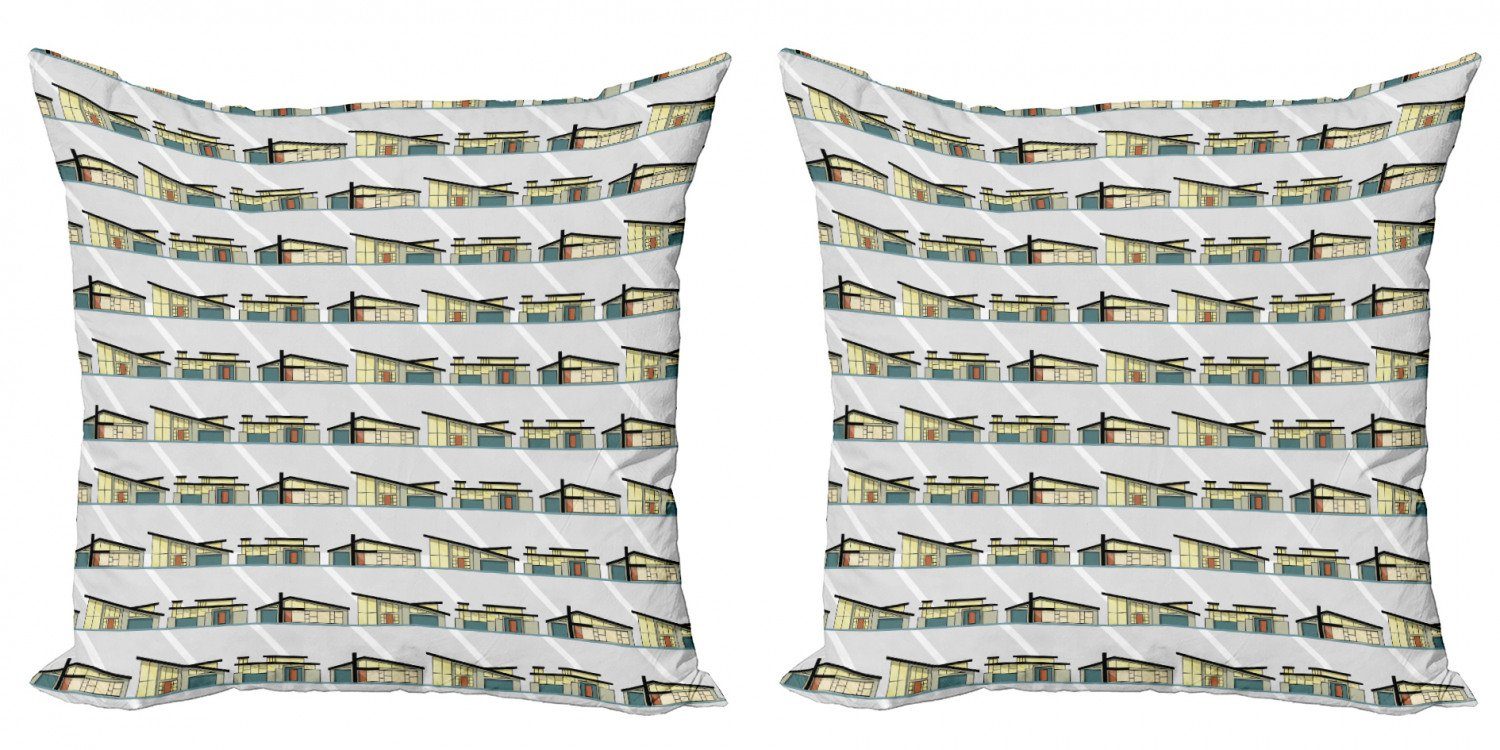 Accent (2 Abakuhaus Geometrisch Architecture Stück), Doppelseitiger Haus Modern Kissenbezüge Modern Digitaldruck,