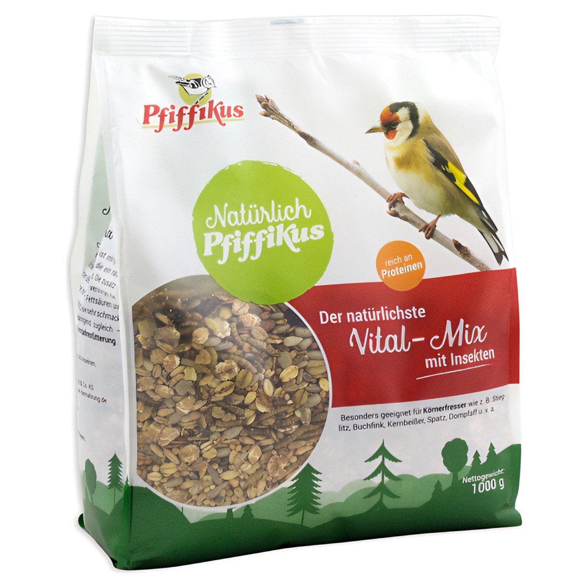 Pfiffikus Natürlich Vital-Mix mit Insekten 1 kg - 5 Stück, für: Vogel