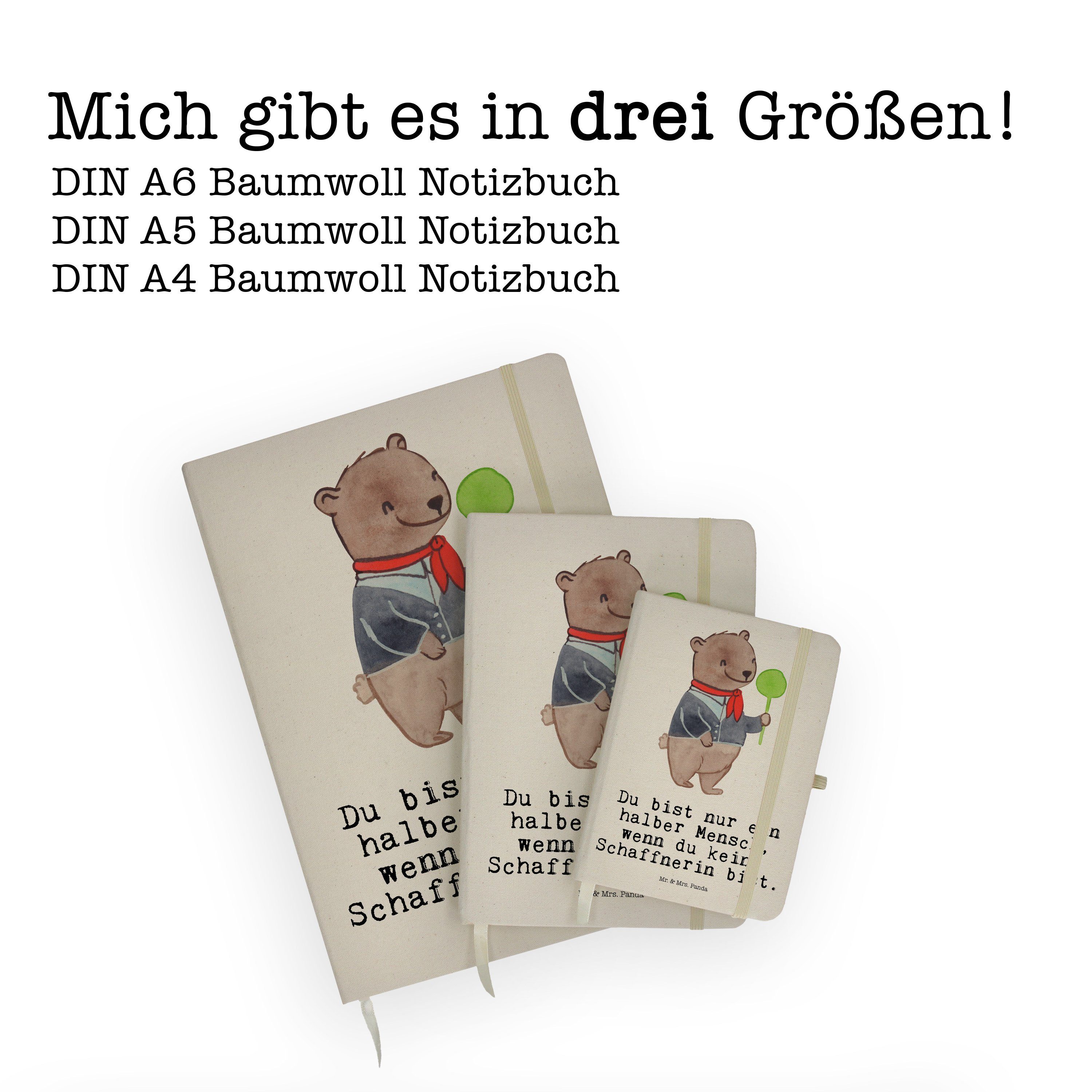 Mrs. Eintragebuch, Mrs. & Transparent Panda mit Notizblo - Schaffnerin & Notizbuch Mr. Geschenk, Mr. - Herz Panda