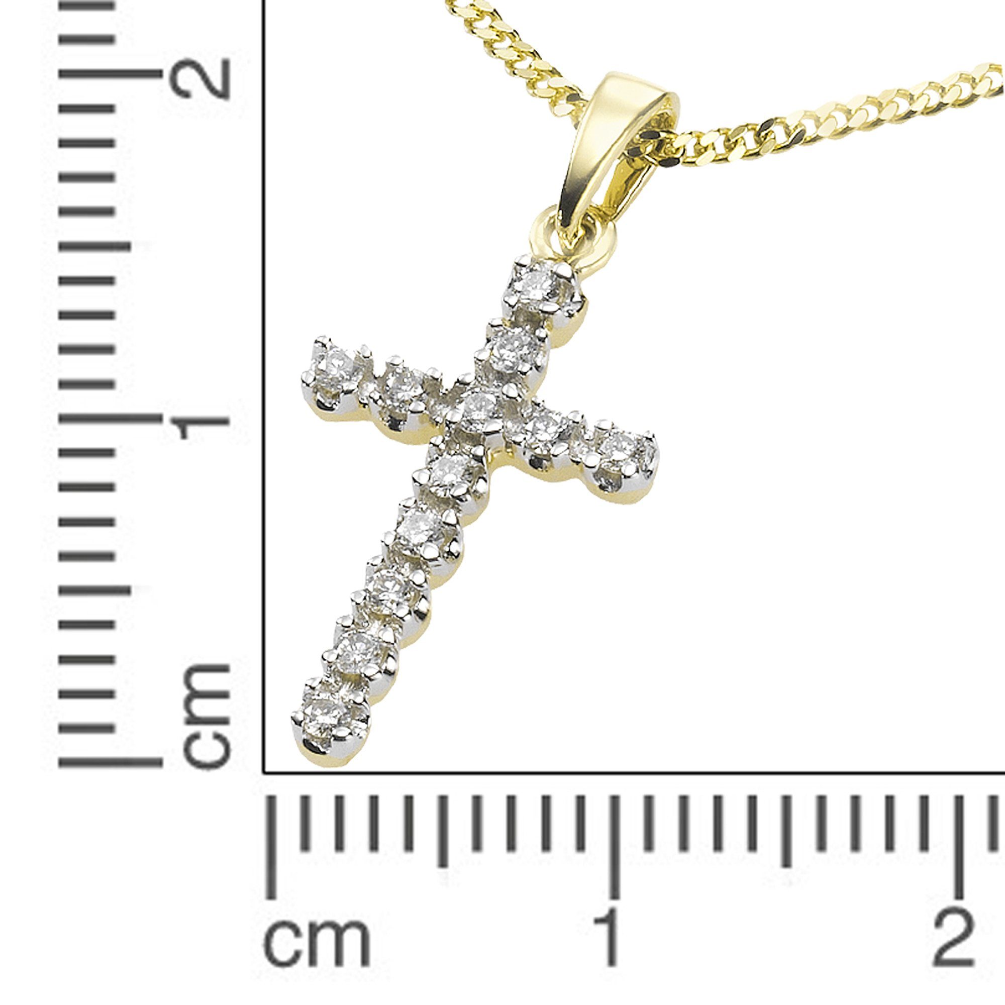 Diamonds by Ellen K. Kette mit Anhänger Gold 585 Kreuz mit 12x Diamant zus. 0,12ct.