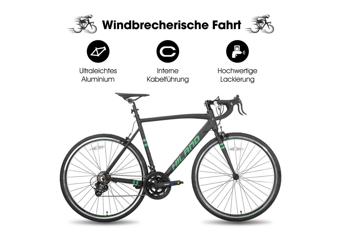 Thumbnail - HILAND Rennrad 28 Zoll Rennrad, City Pendler Fahrrad für Männer Frauen, Leichtgewicht Aluminium Rahmen, 14-Gang, Felgenb...