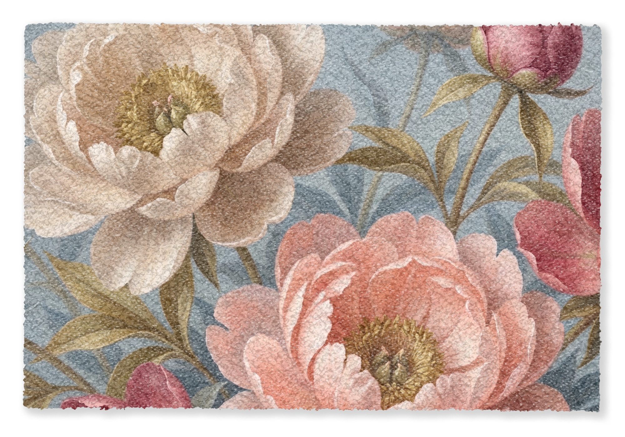 MuchoWow Fußmatte Blumen – Rosa – Beige – Modern – Natur, Rechteckig, innen Schmutzfangmatte, Tür, Schmutzfänger Flur, Teppich 60x40 cm