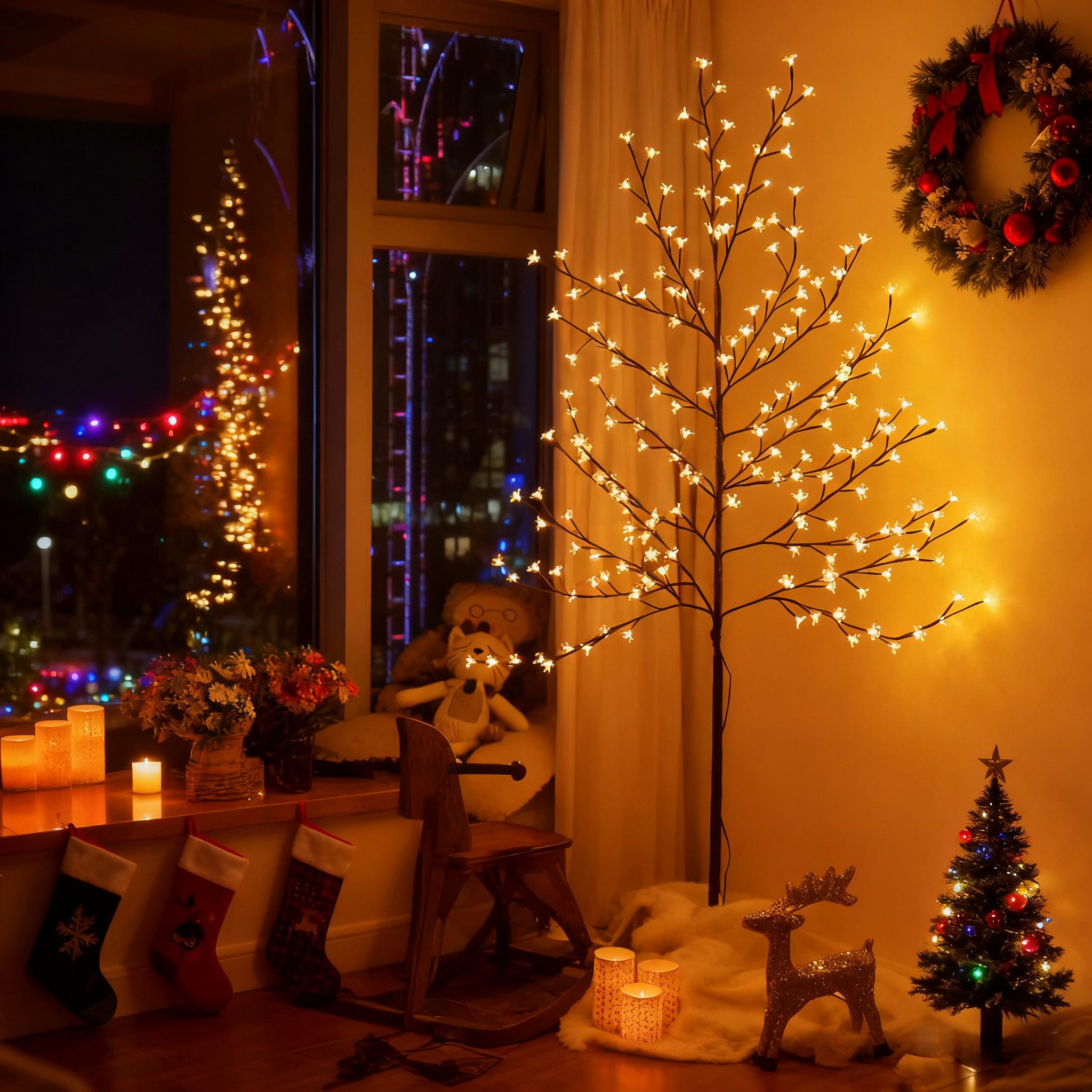 CCLIFE LED Baum Led Lichterbaum Indoor Weihnachtsbaum, Kirschblütenbaum Lic günstig online kaufen