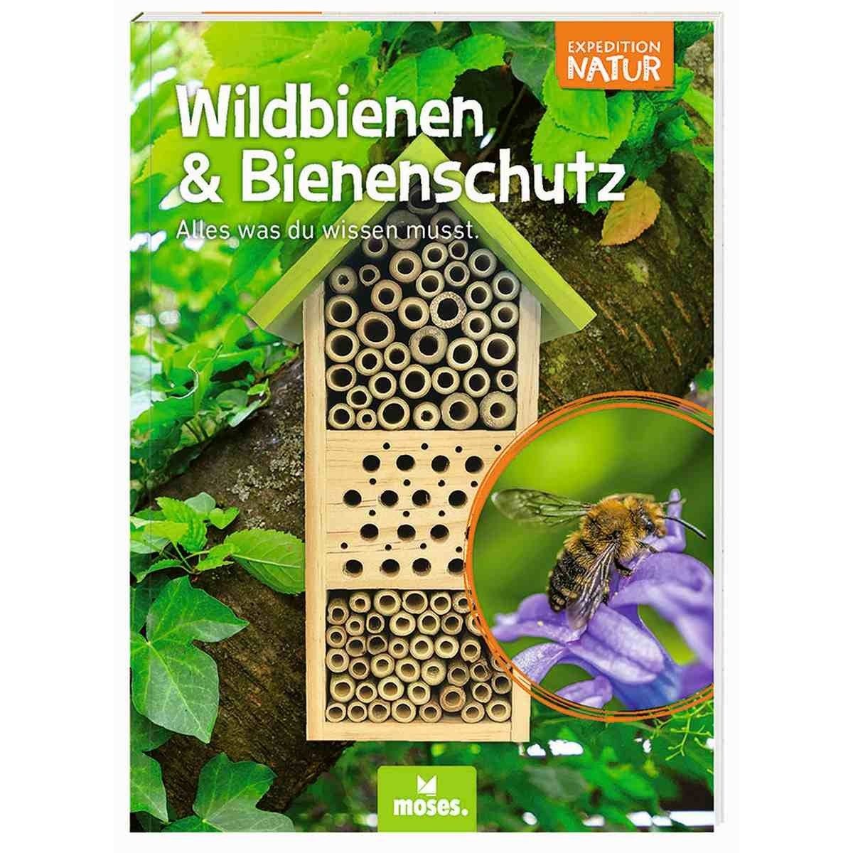 Moses. Verlag Bienenkiste Bienenhotel aus Kiefernholz & Bambus für Wildbienen mit Booklet