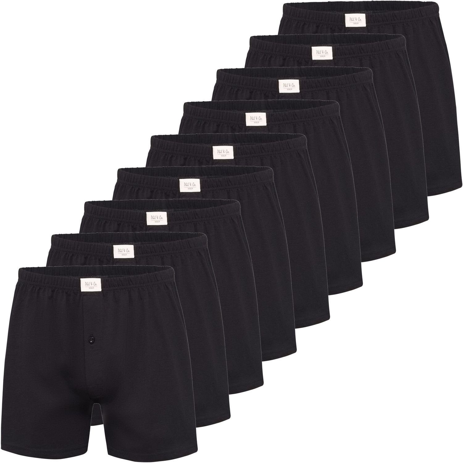 Phil & Co. Boxershorts 9 Stück Phil & Co Jersey Shorts Boxershorts Pant Unterhosen Herren große Größen schwarz oder blau M - 5XL (9-St)